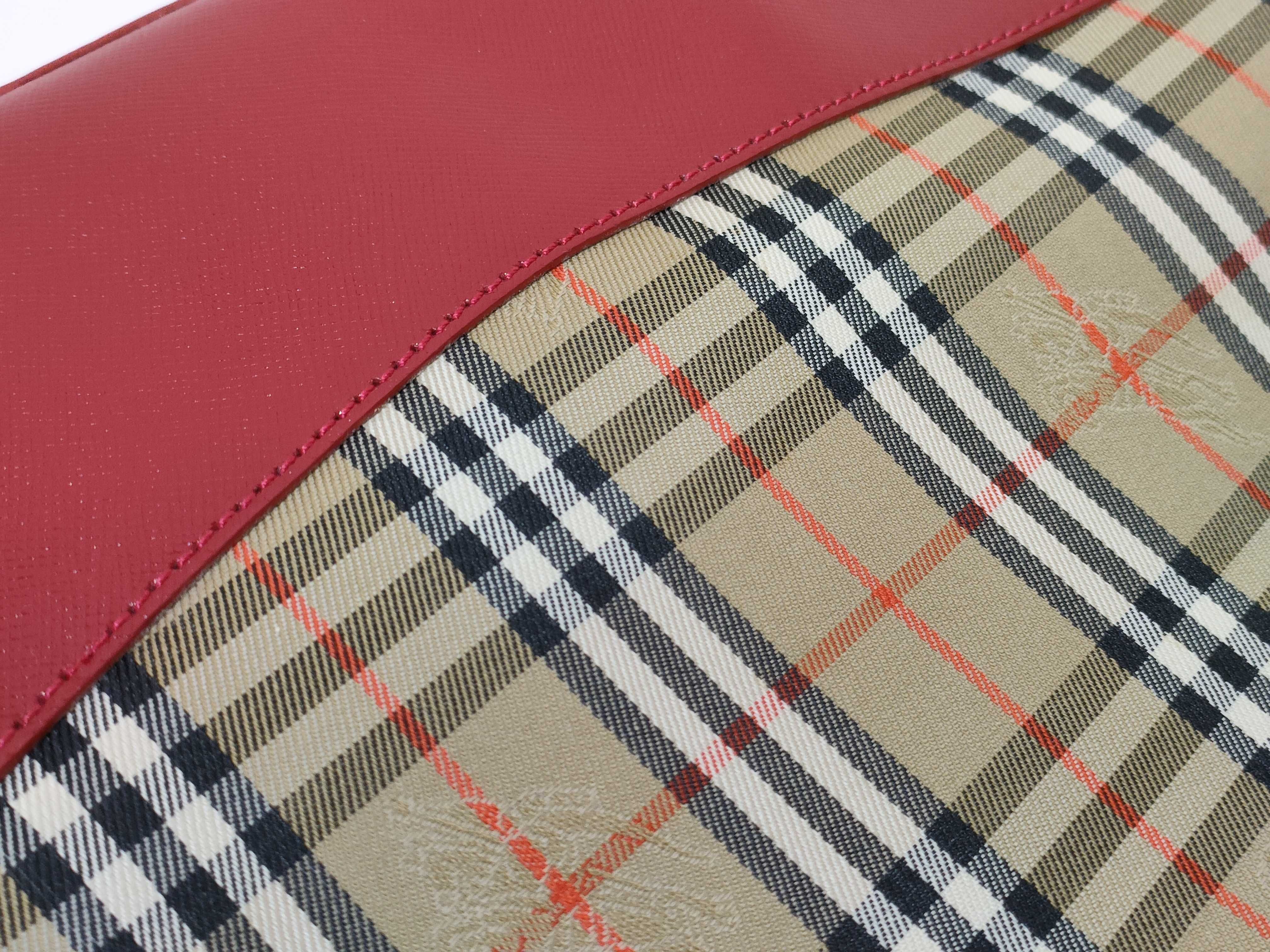 handbag, Nova Check leather, Shadow Horse pattern, red. — view 15