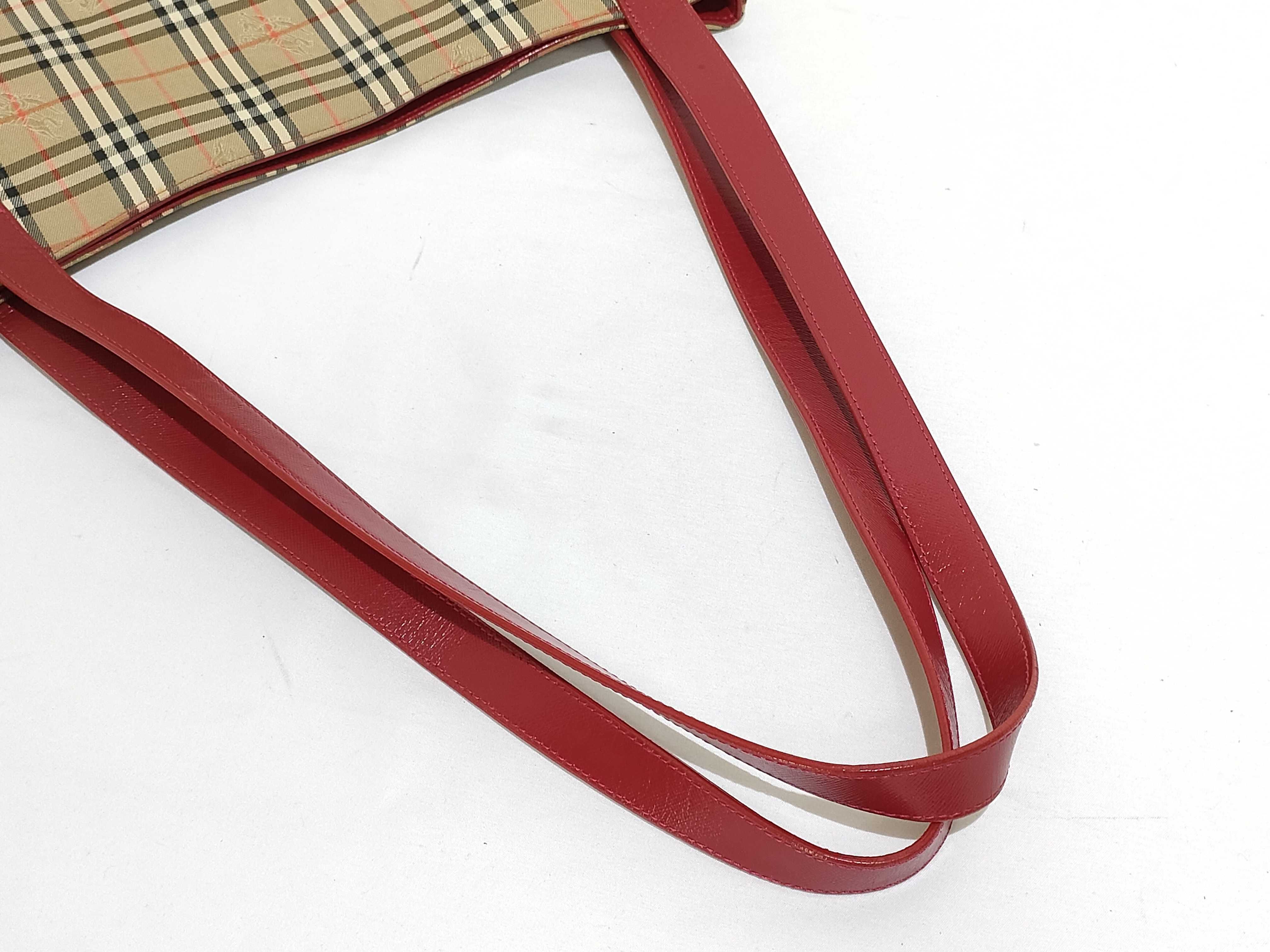 handbag, Nova Check leather, Shadow Horse pattern, red. — view 3
