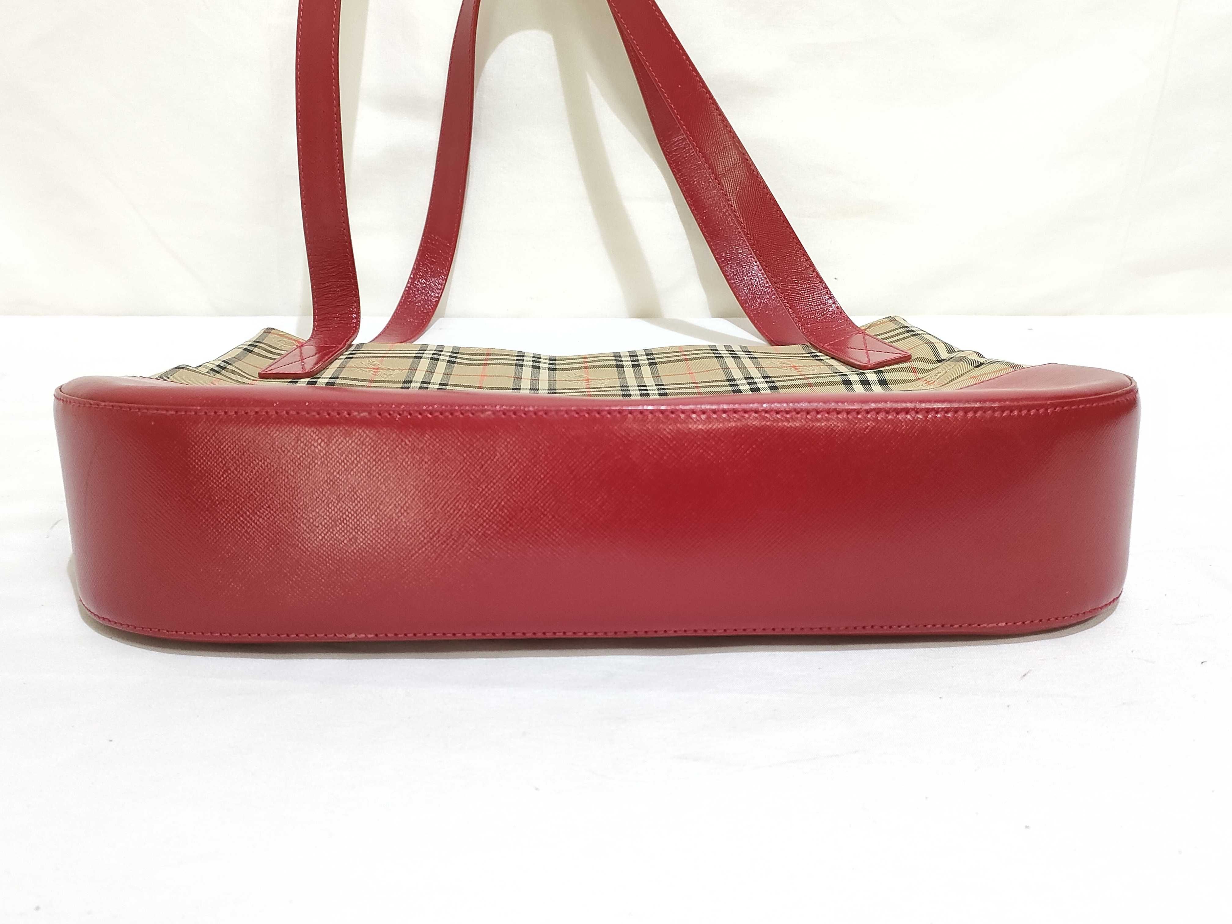 handbag, Nova Check leather, Shadow Horse pattern, red. — view 7