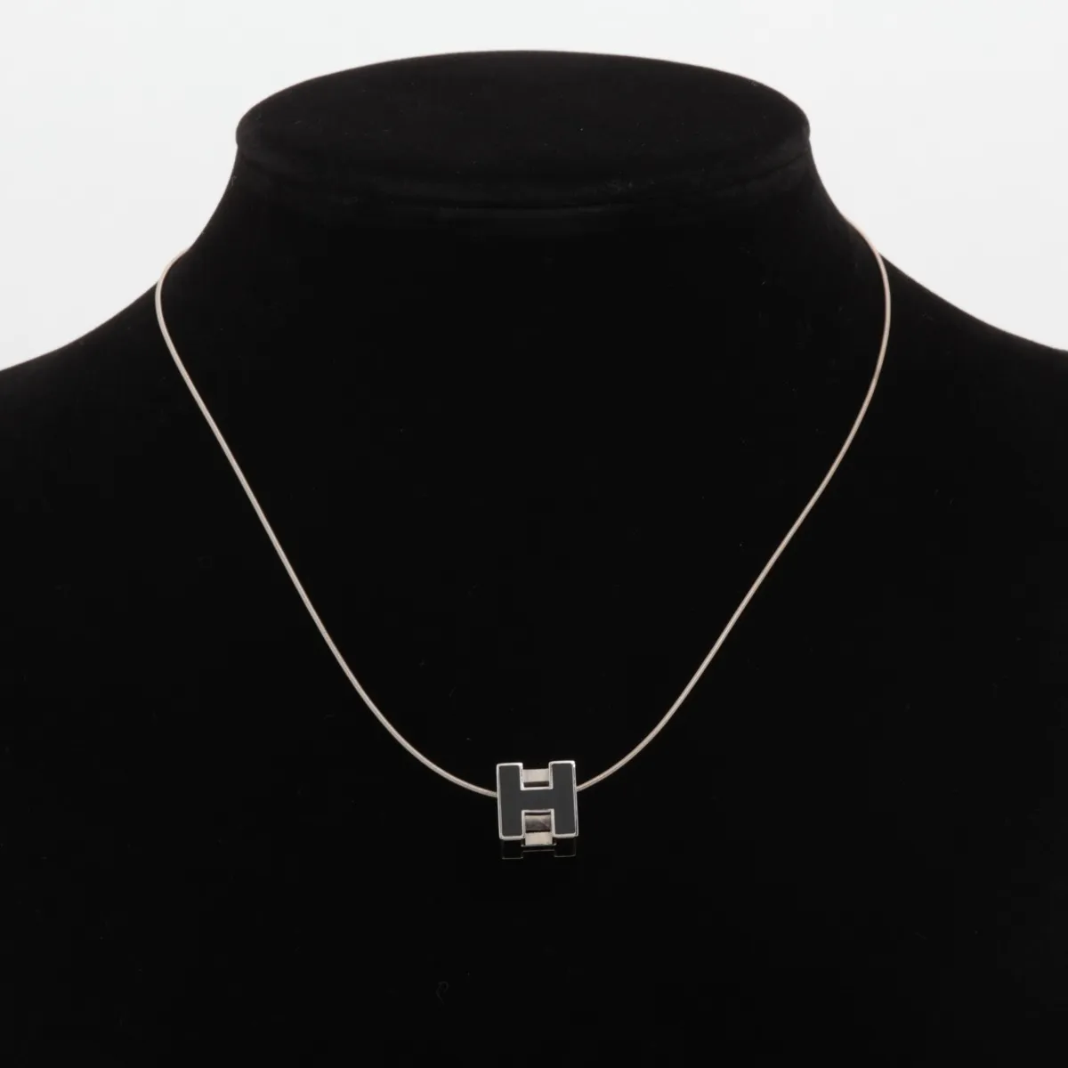 Cage d'H H-Cube Necklace, Metal, Black x Silver. Shows signs of wear, — view 5