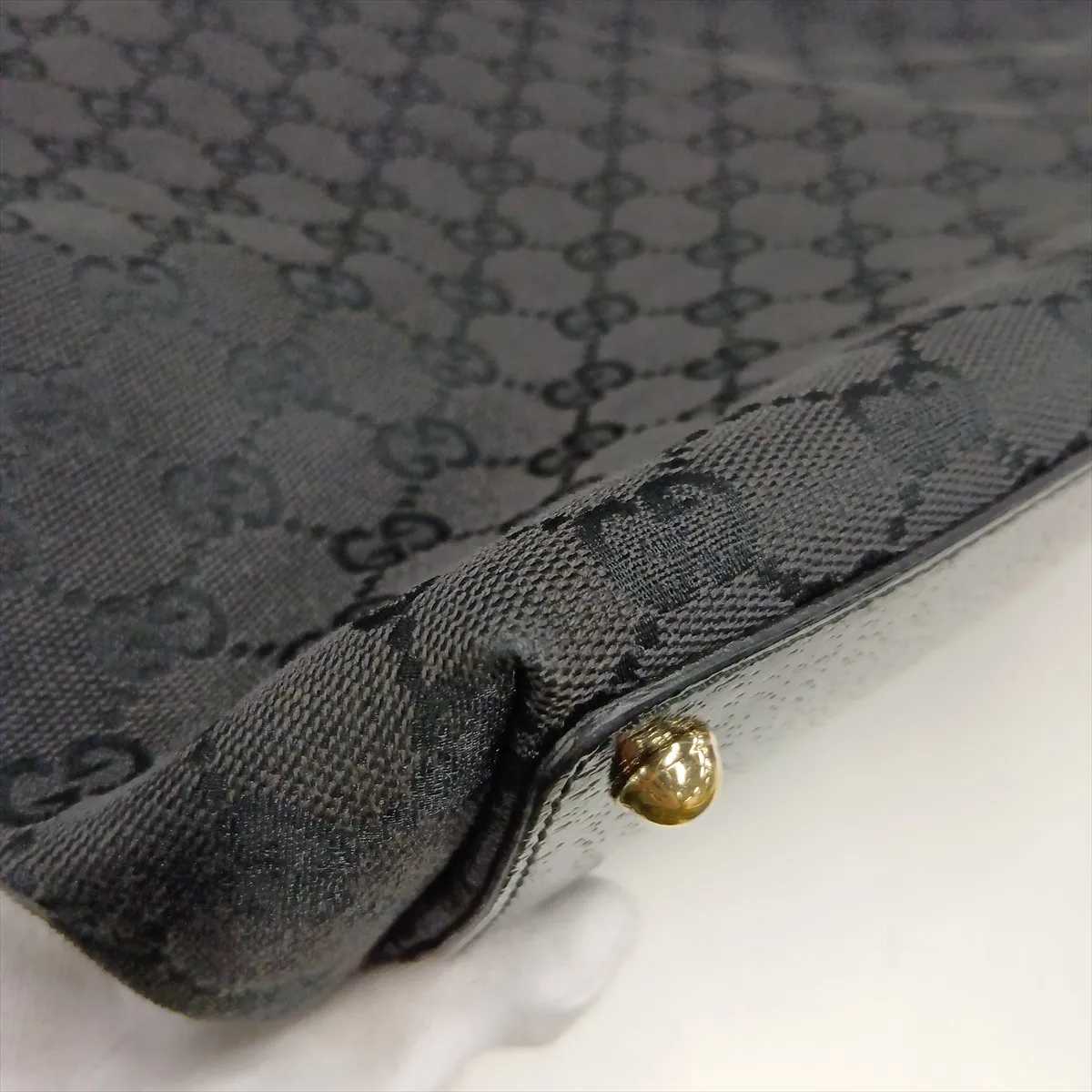 GG Canvas x Leather Tote Bag Black 120836 — view 15