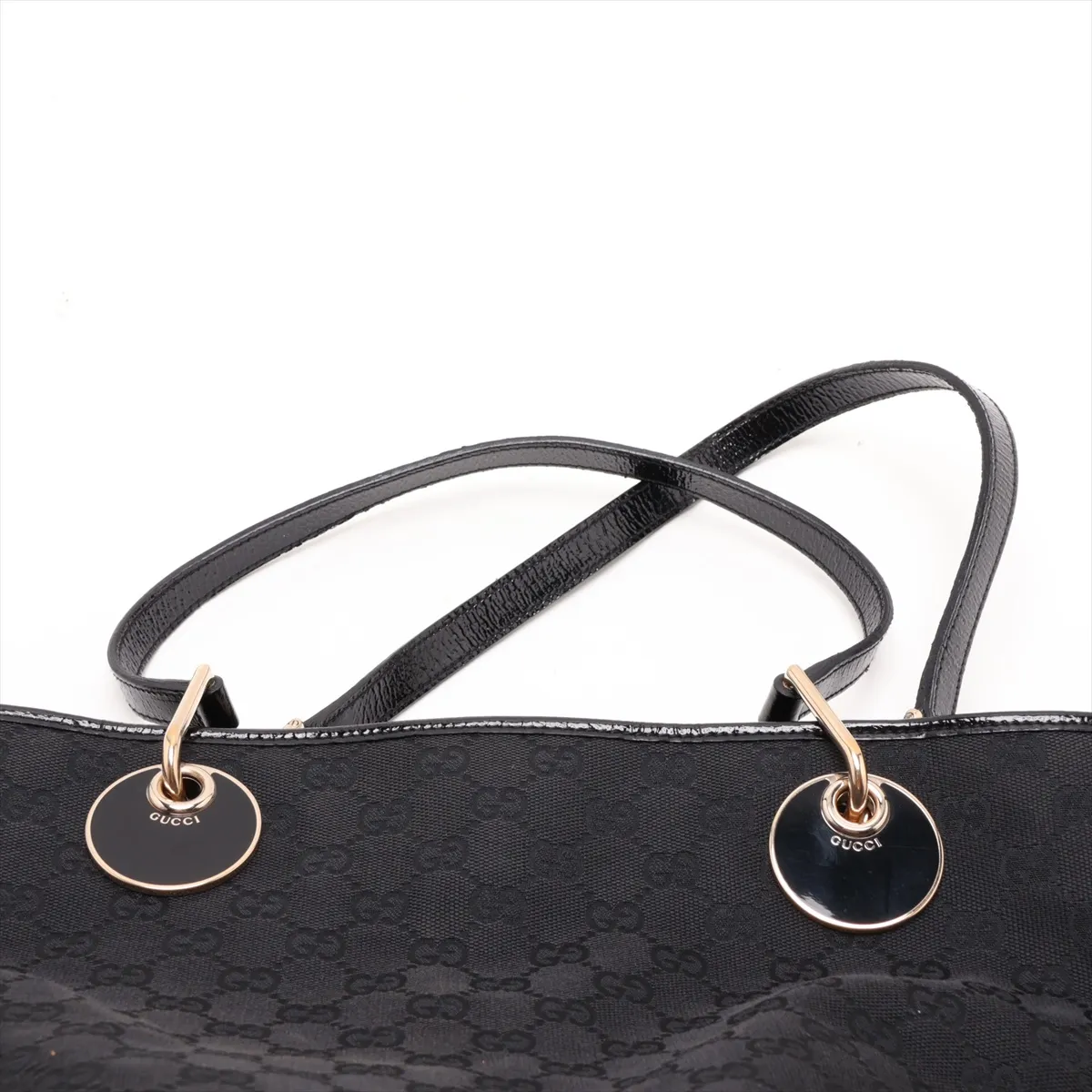GG Canvas x Leather Tote Bag Black 120836 — view 6