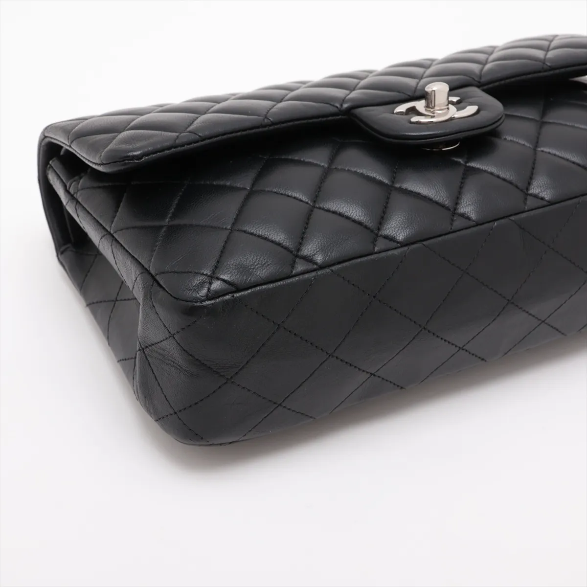 Matelassé 25 Lambskin Double Flap Double Chain Bag, Black with Silver Hardware, Serial Number 26-series, A01112 — view 4