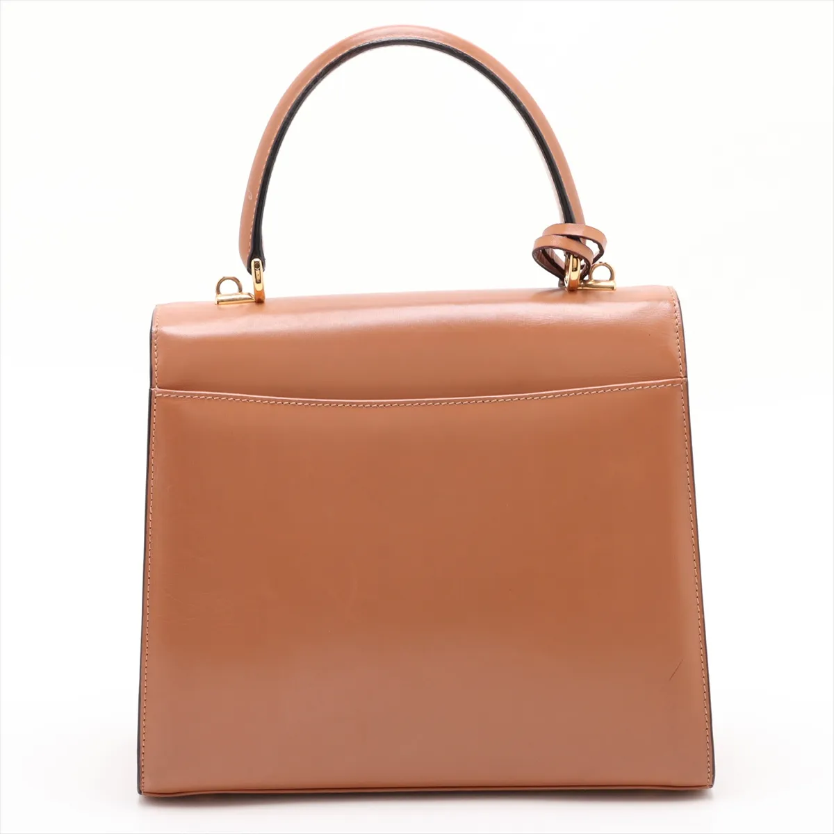 Old Gucci Lady Lock Leather 2-Way Handbag, Brown, with Mirror — view 2