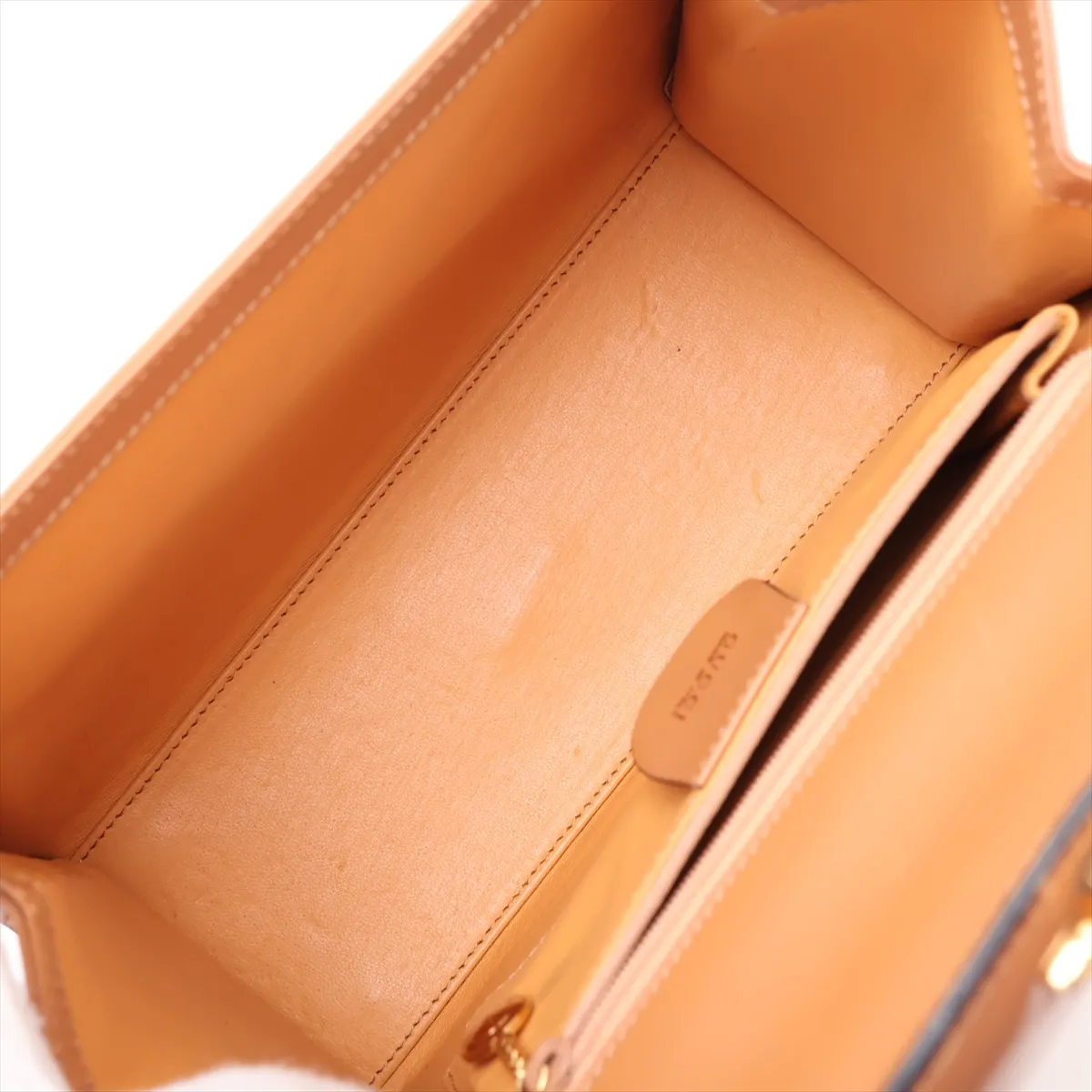 Old Gucci Lady Lock Leather 2-Way Handbag, Brown, with Mirror — view 8