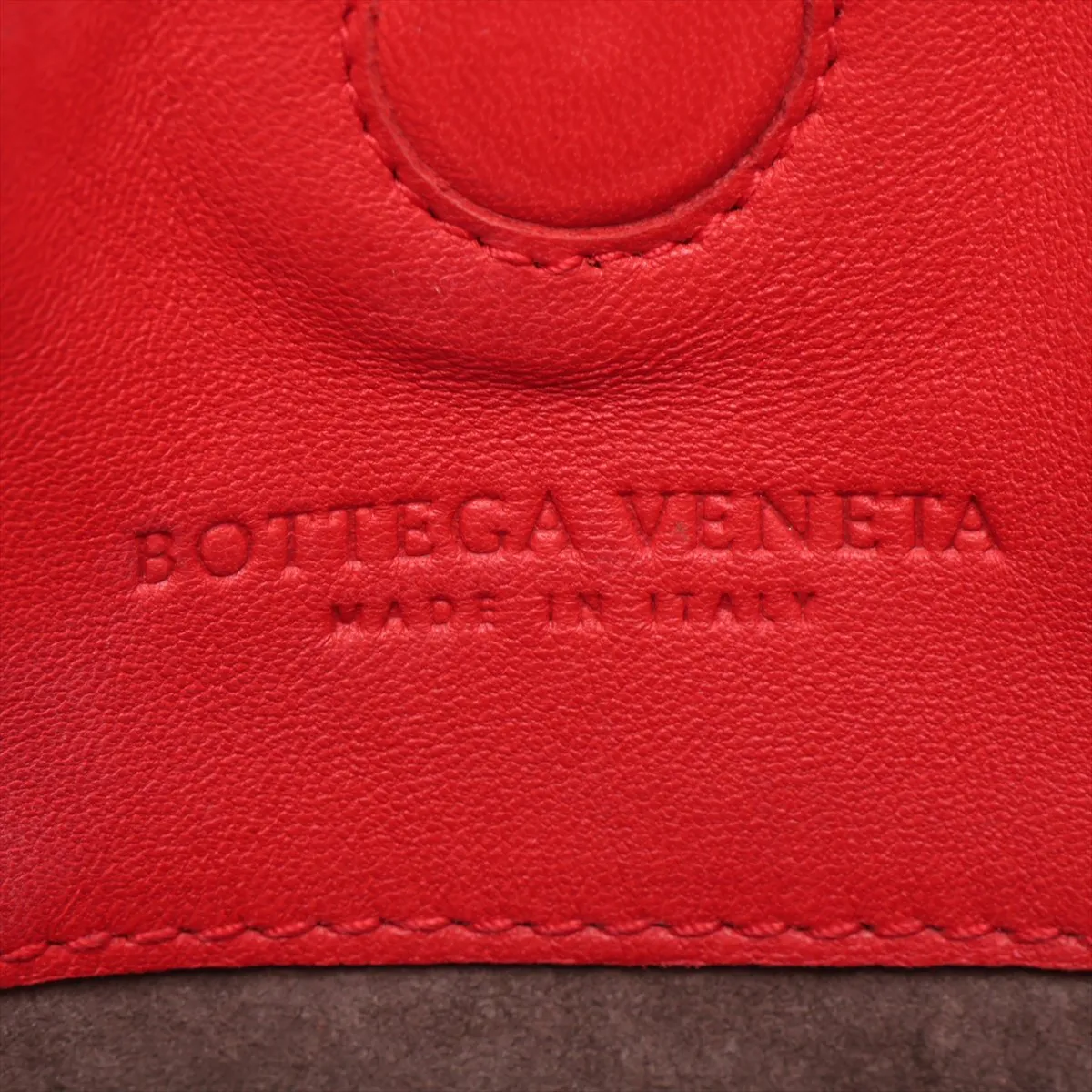 Intrecciato Leather Chain Shoulder Bag, Red, with Mirror — view 10