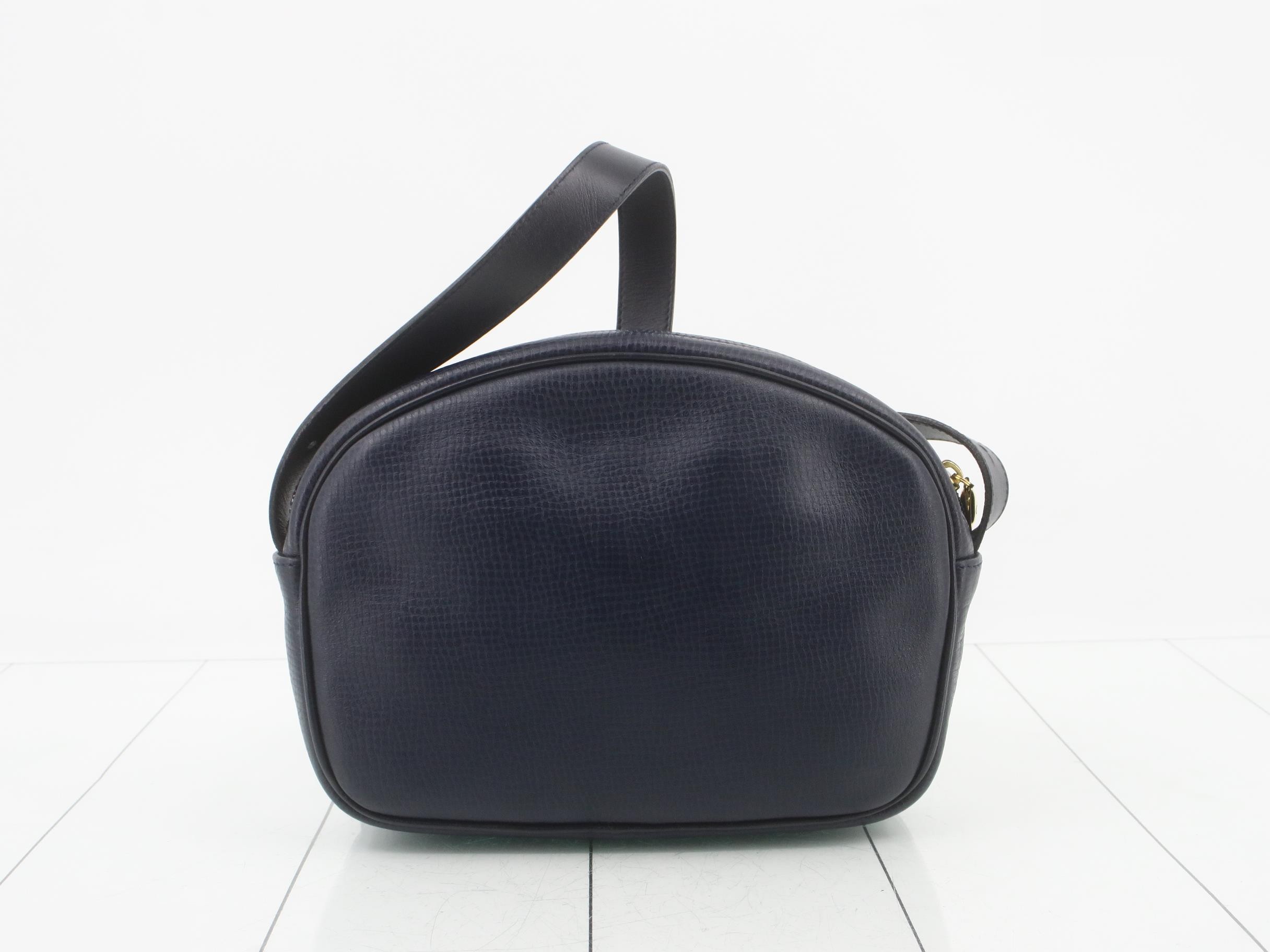 Oval CD Logo Leather Navy Shoulder Bag 329 — view 2