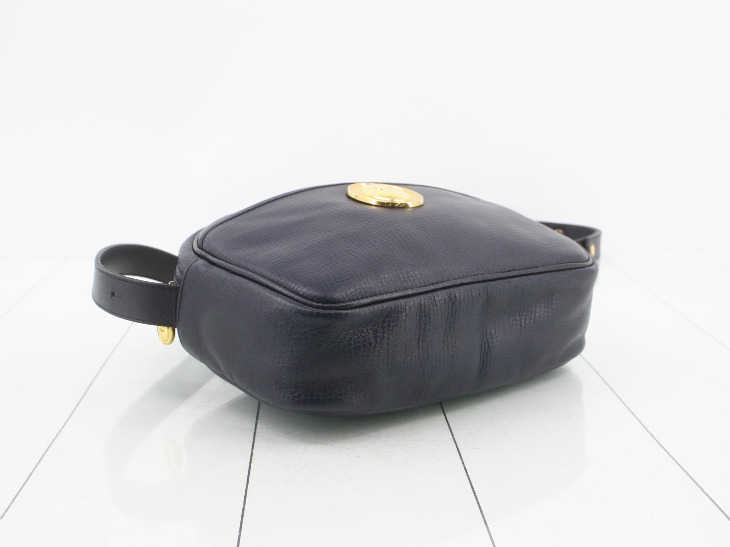 Oval CD Logo Leather Navy Shoulder Bag 329 — view 5