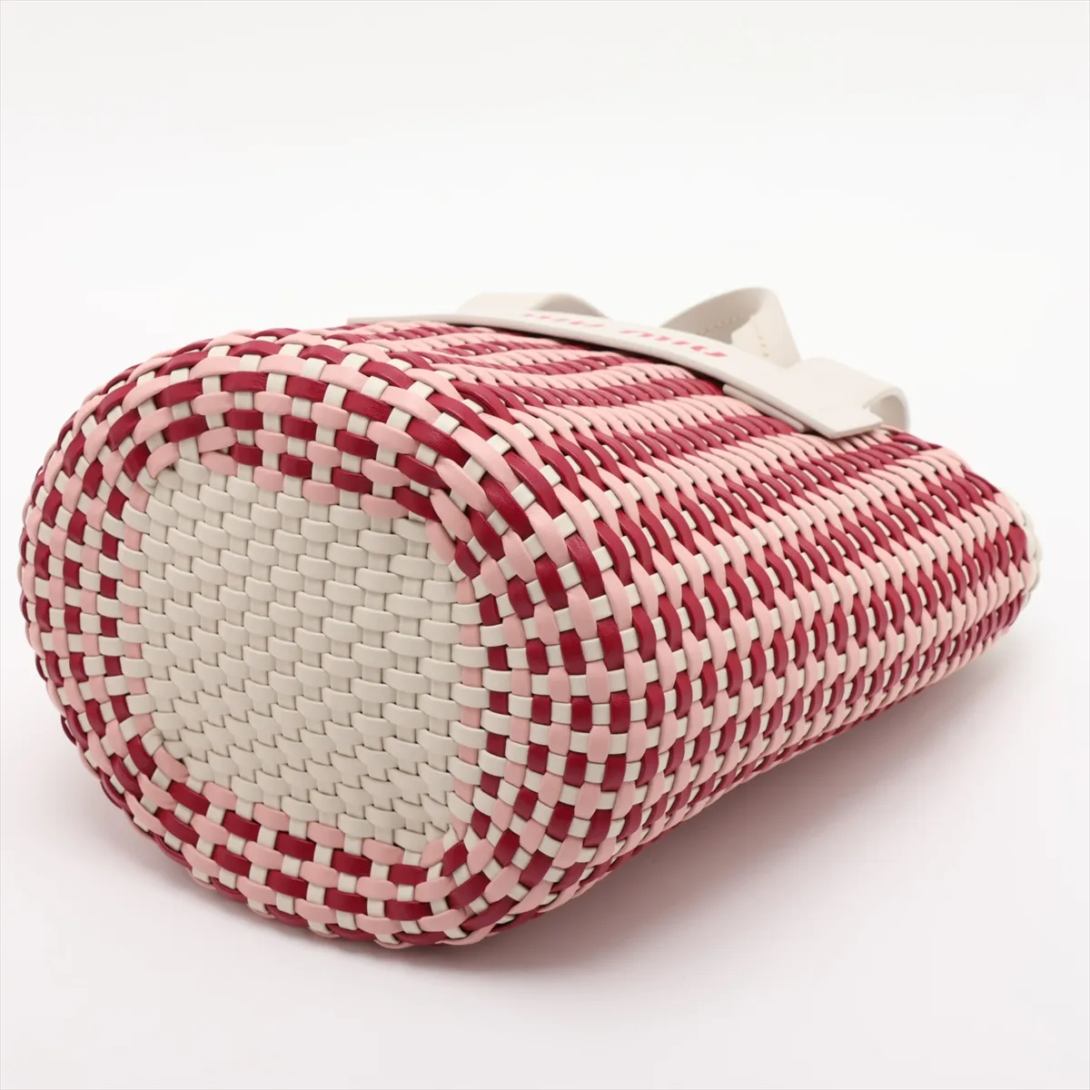 Intreccio 5BE022 Leather 2-Way Handbag White x Red — view 3