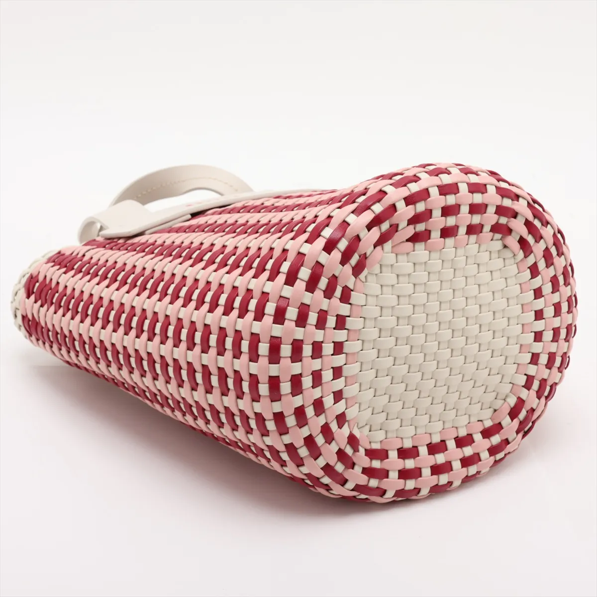 Intreccio 5BE022 Leather 2-Way Handbag White x Red — view 4