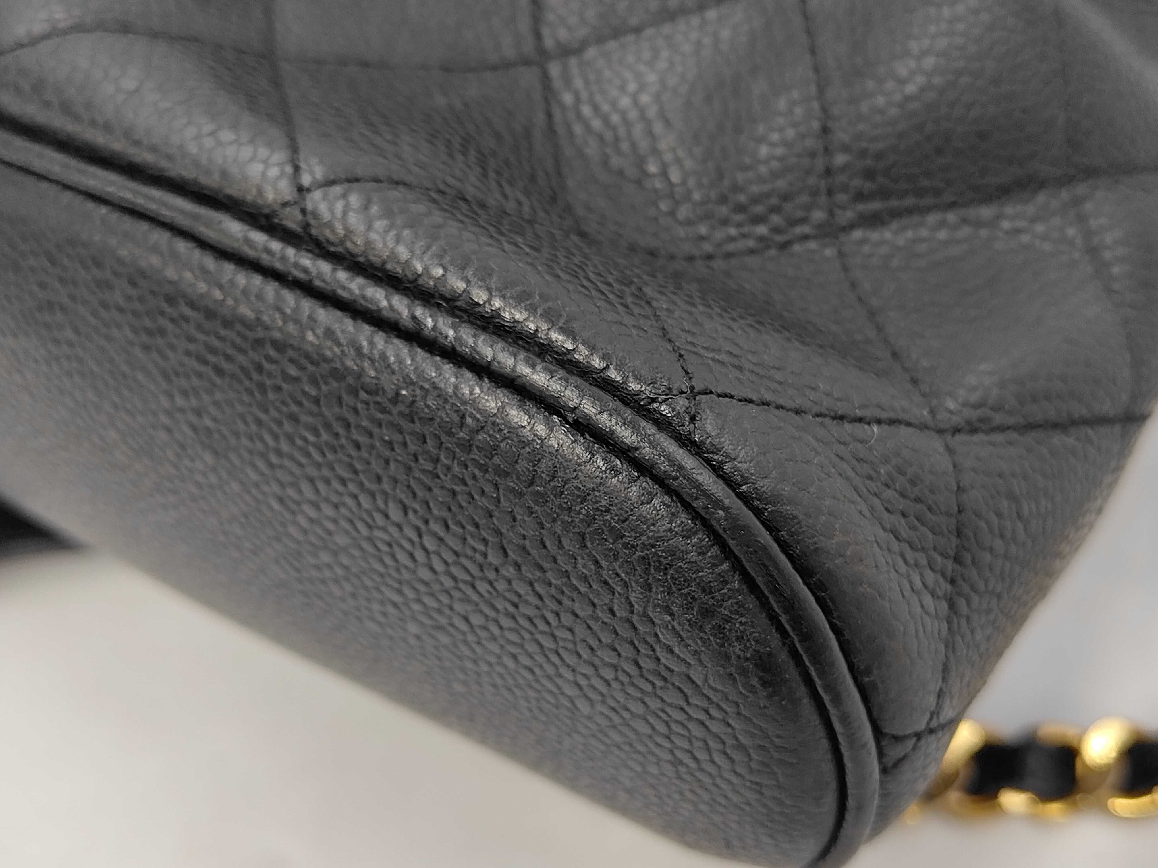 Matelassé Caviar Skin Chain Backpack, Black — view 8