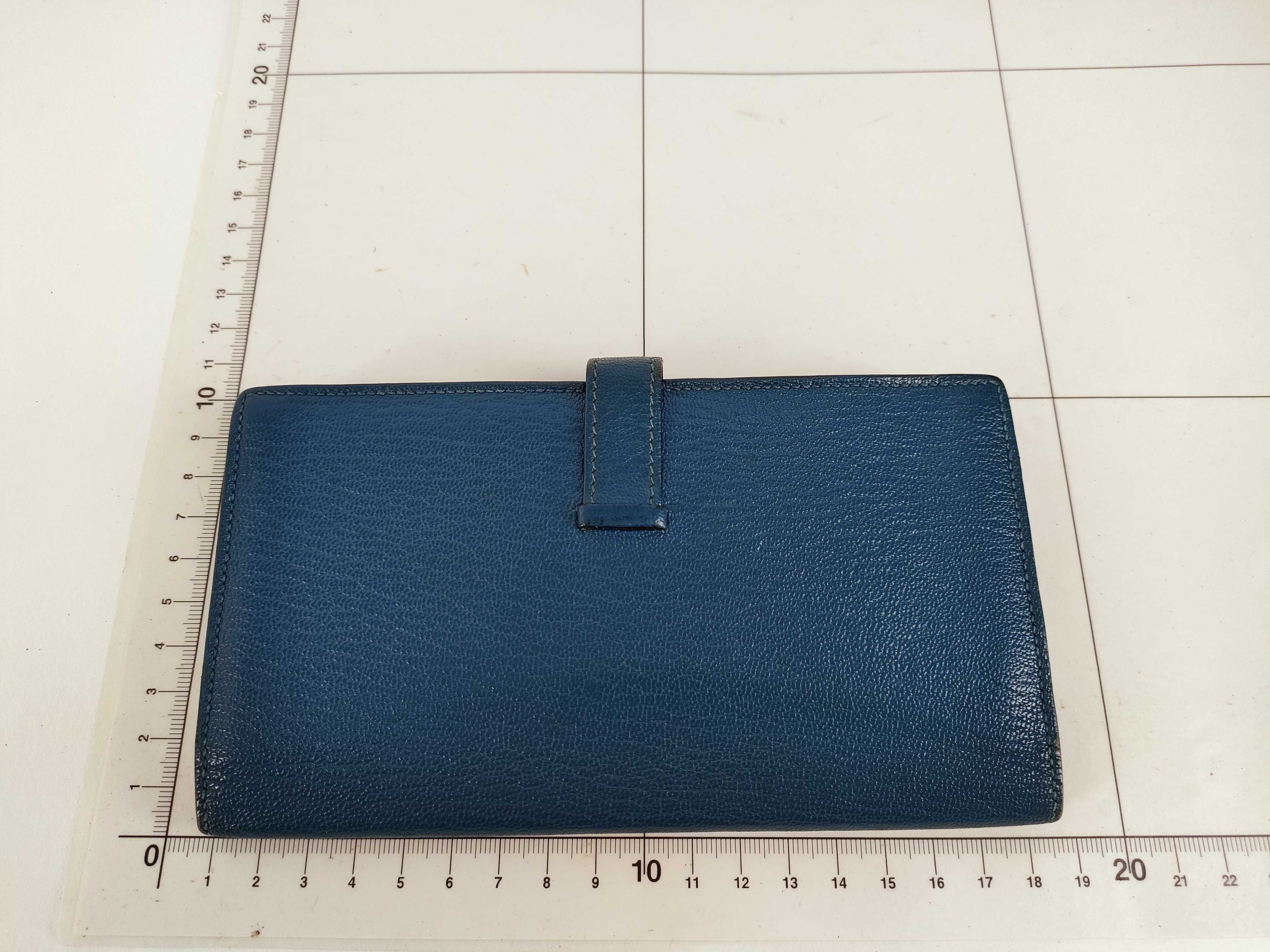Bearn Soufflé Chevre Mysore Long Wallet, Blue, Silver Hardware, Q Stamp — view 2