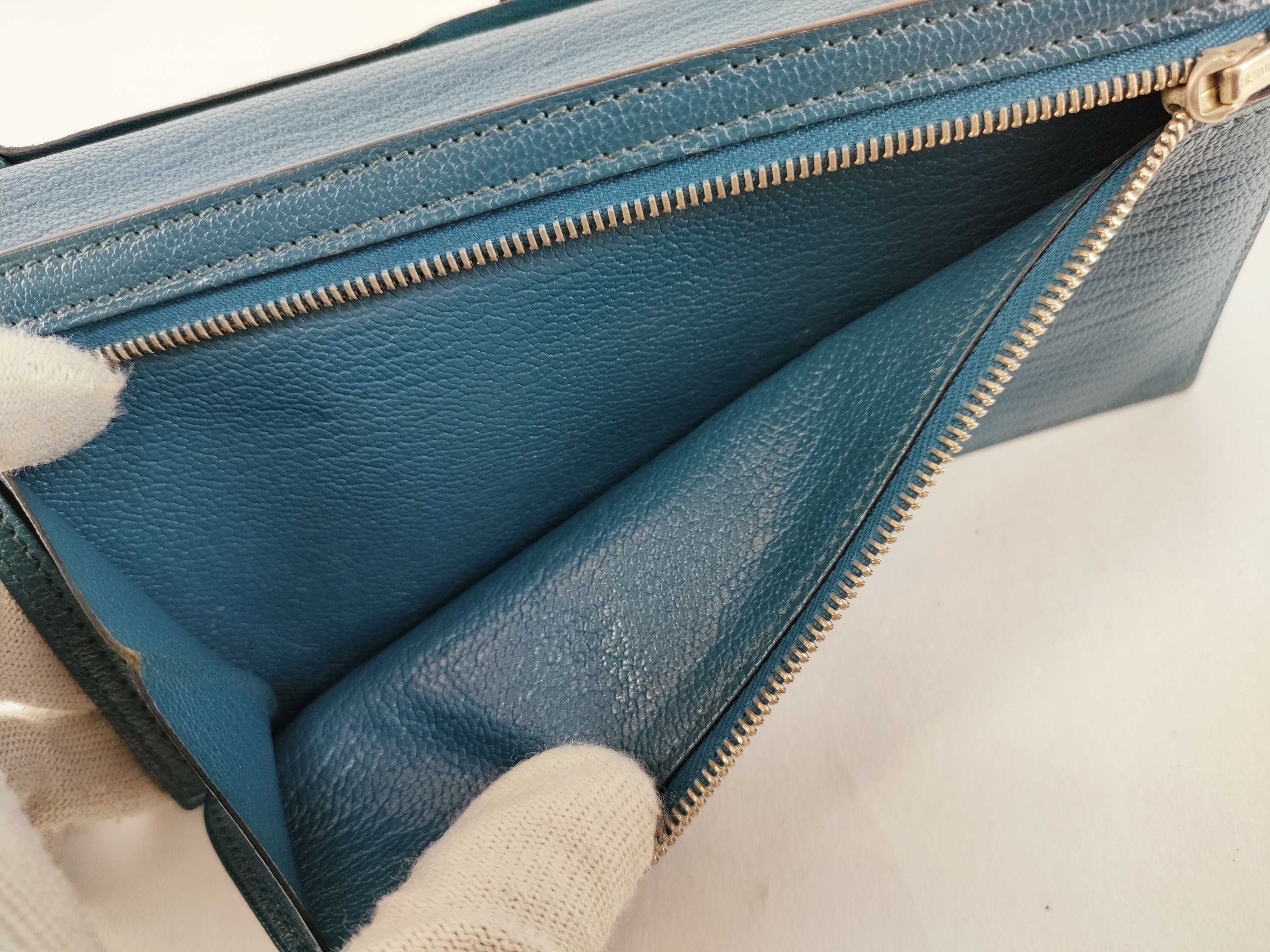 Bearn Soufflé Chevre Mysore Long Wallet, Blue, Silver Hardware, Q Stamp — view 11