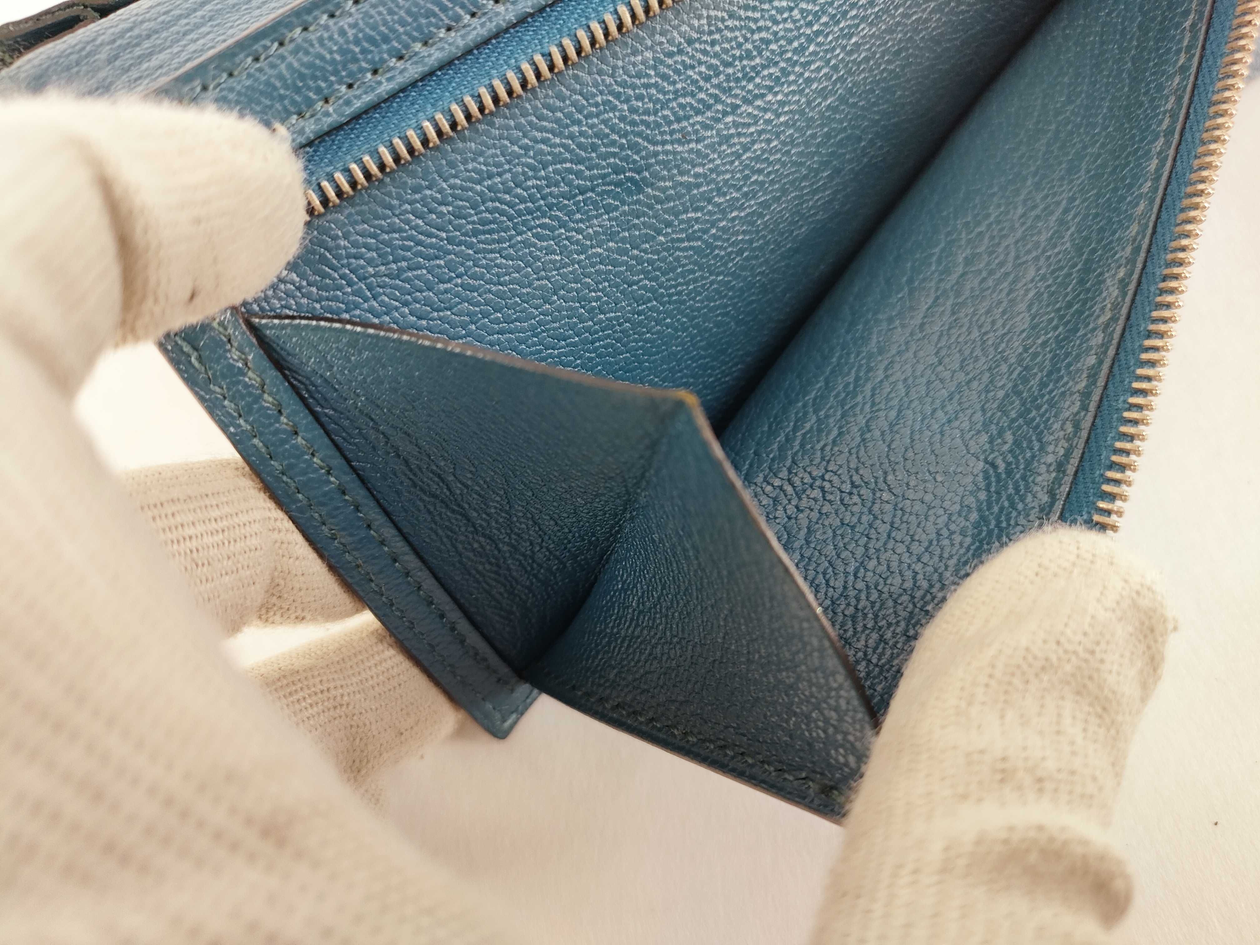 Bearn Soufflé Chevre Mysore Long Wallet, Blue, Silver Hardware, Q Stamp — view 12