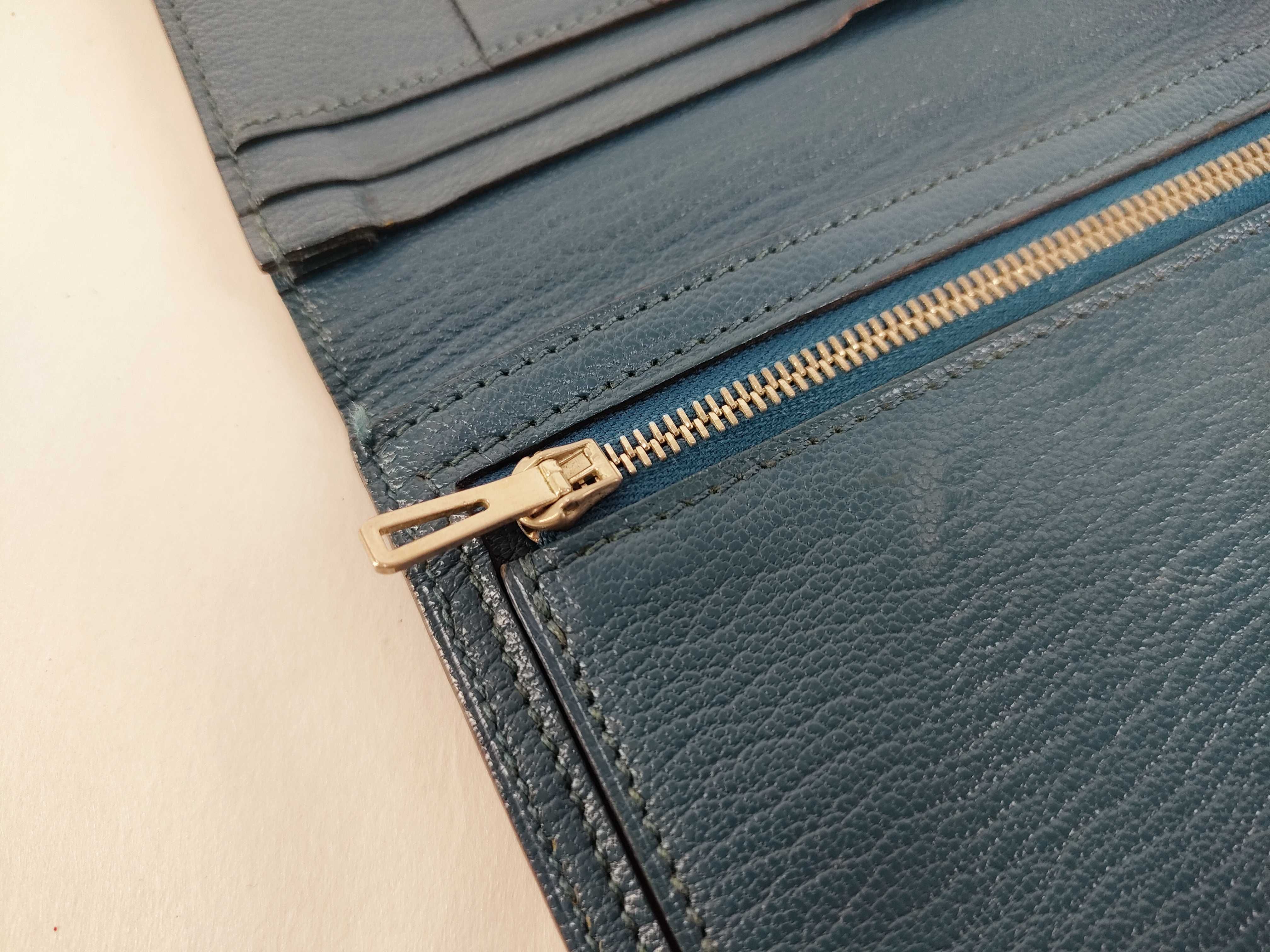 Bearn Soufflé Chevre Mysore Long Wallet, Blue, Silver Hardware, Q Stamp — view 13