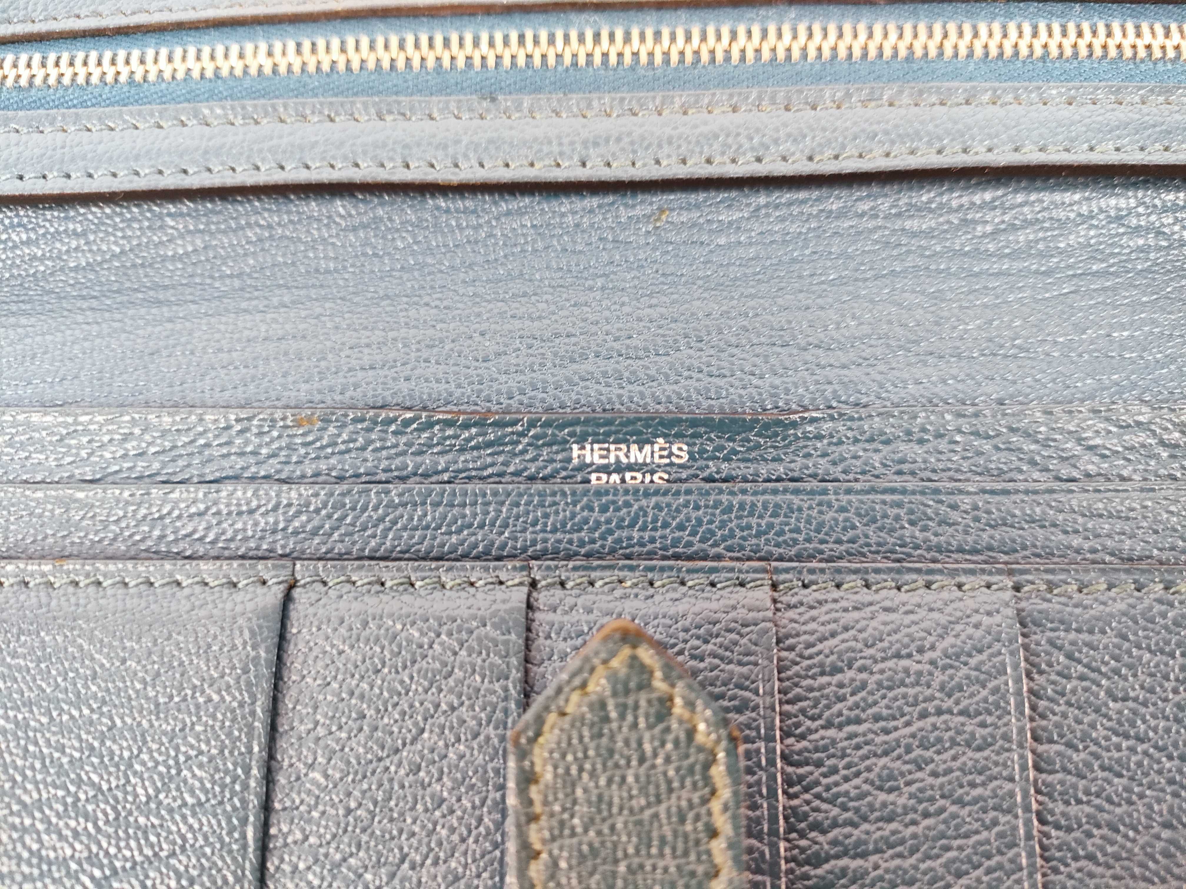 Bearn Soufflé Chevre Mysore Long Wallet, Blue, Silver Hardware, Q Stamp — view 14