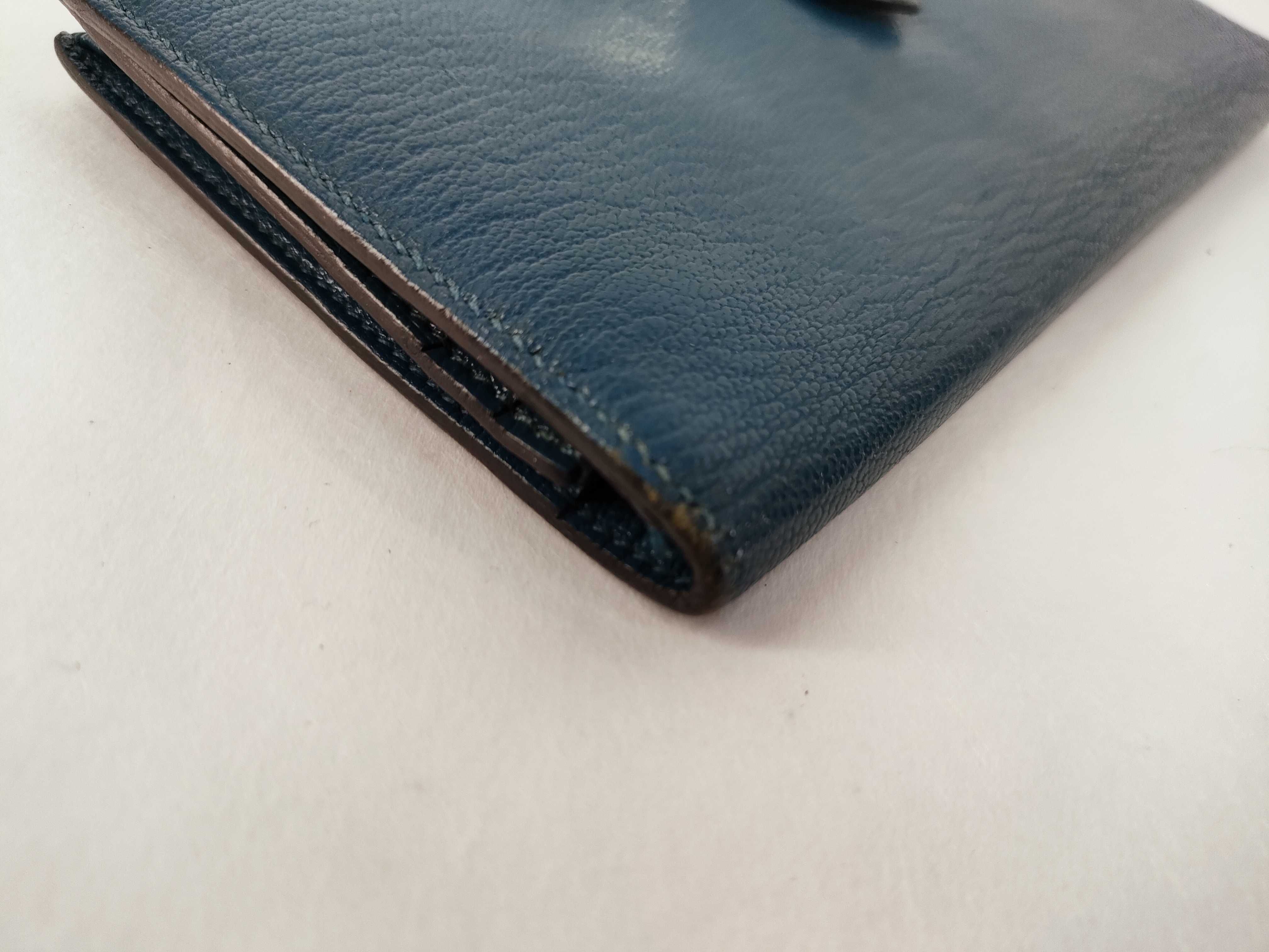 Bearn Soufflé Chevre Mysore Long Wallet, Blue, Silver Hardware, Q Stamp — view 3
