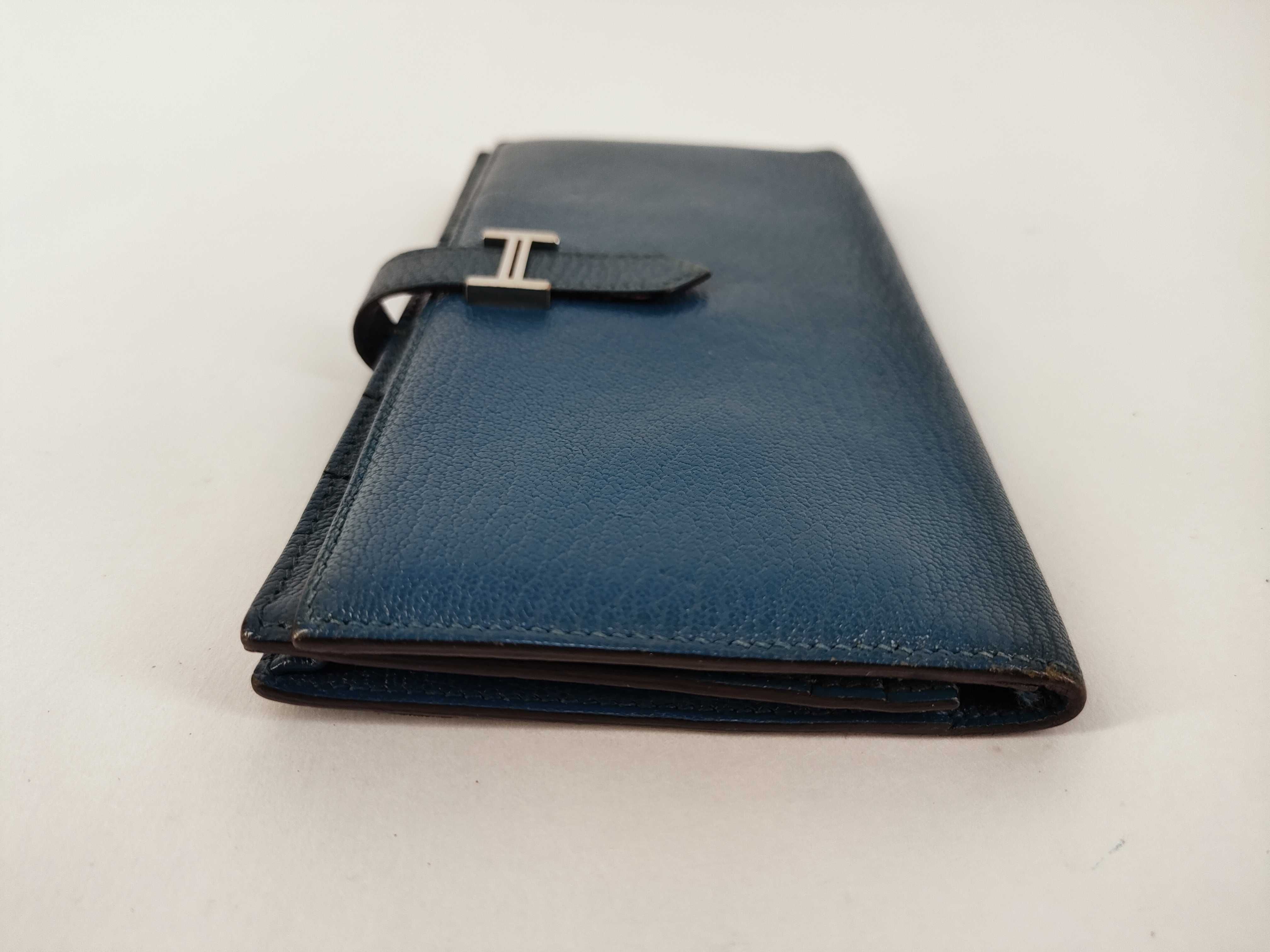 Bearn Soufflé Chevre Mysore Long Wallet, Blue, Silver Hardware, Q Stamp — view 4