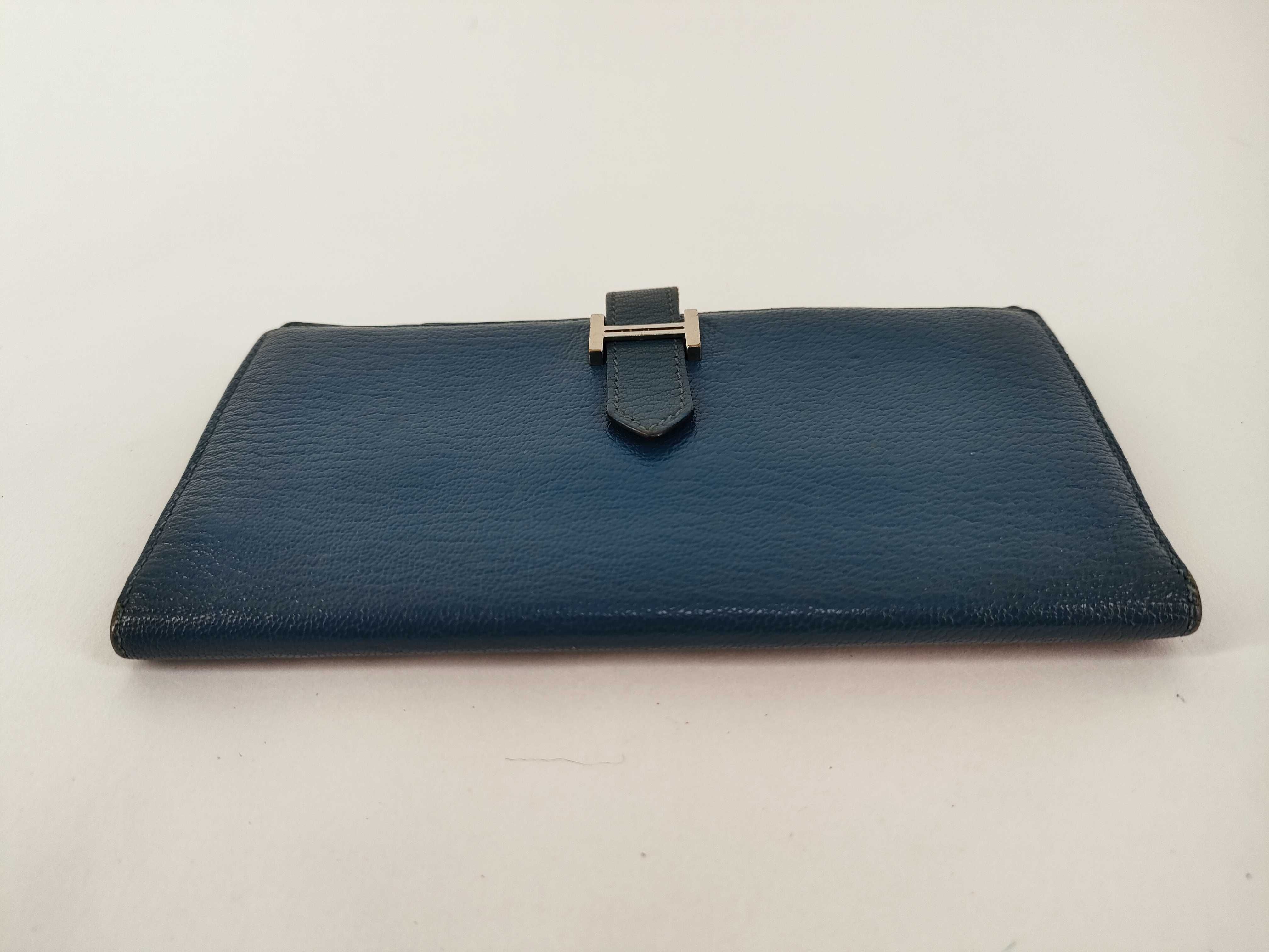 Bearn Soufflé Chevre Mysore Long Wallet, Blue, Silver Hardware, Q Stamp — view 5