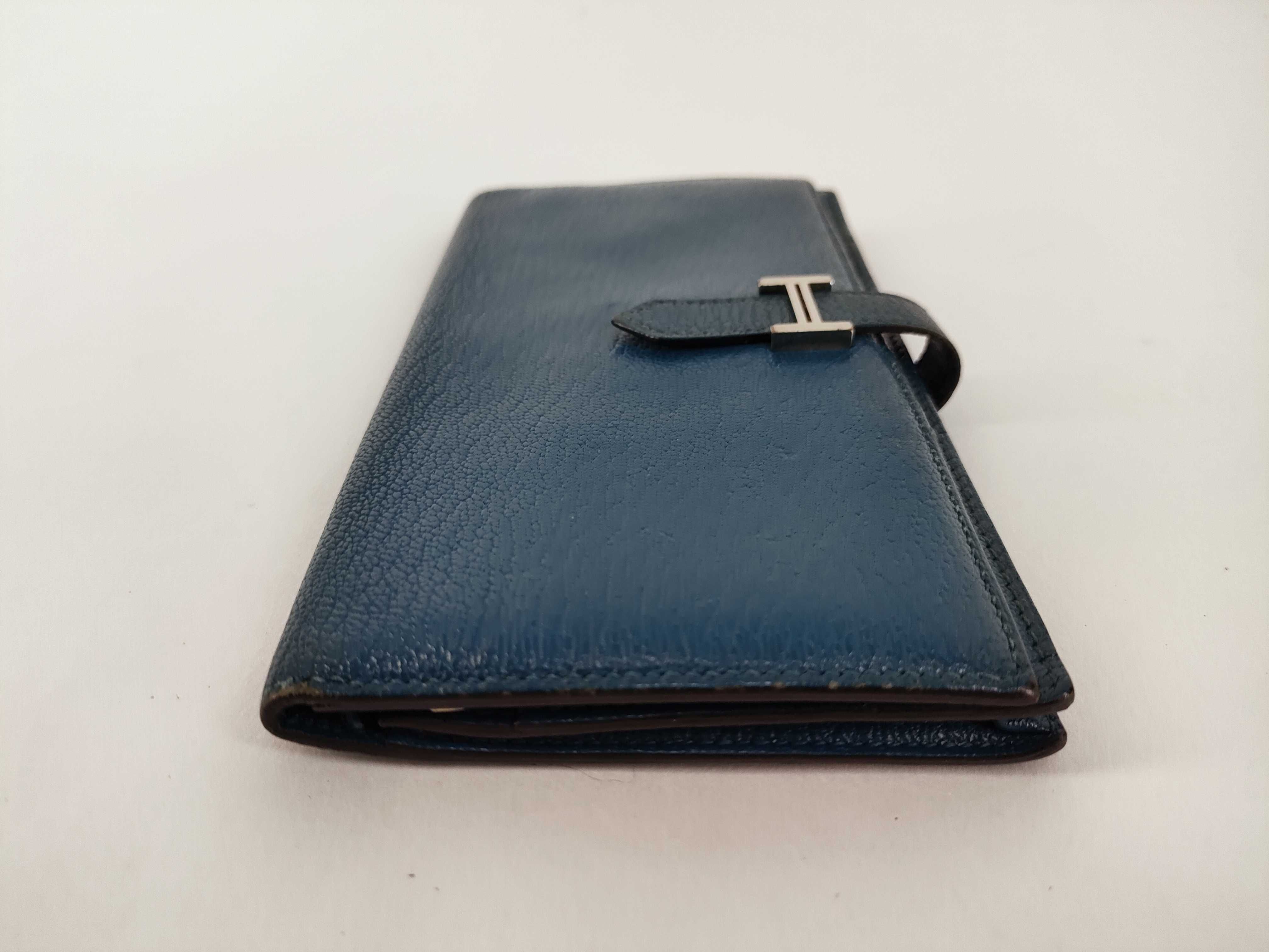 Bearn Soufflé Chevre Mysore Long Wallet, Blue, Silver Hardware, Q Stamp — view 6