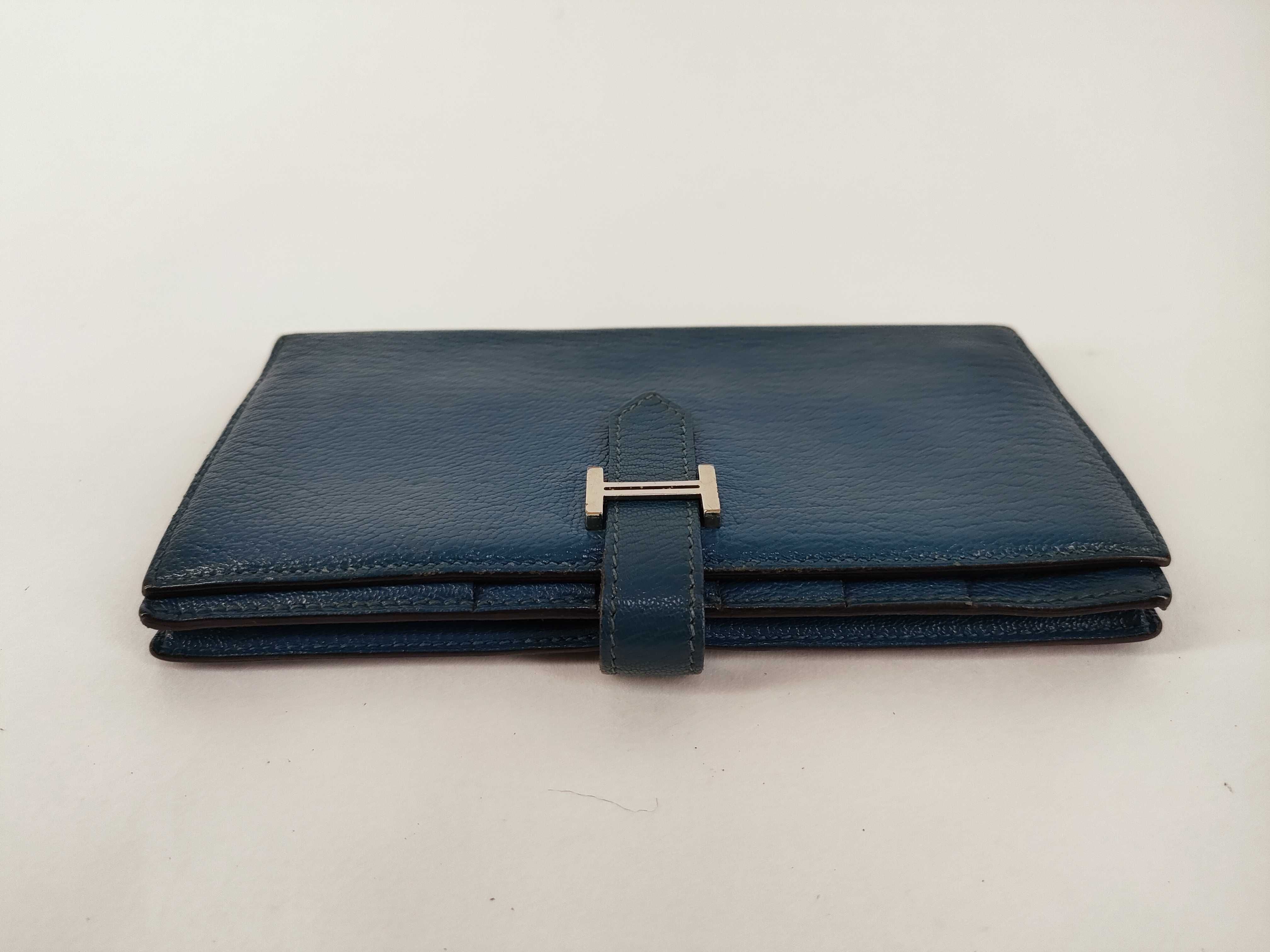 Bearn Soufflé Chevre Mysore Long Wallet, Blue, Silver Hardware, Q Stamp — view 7