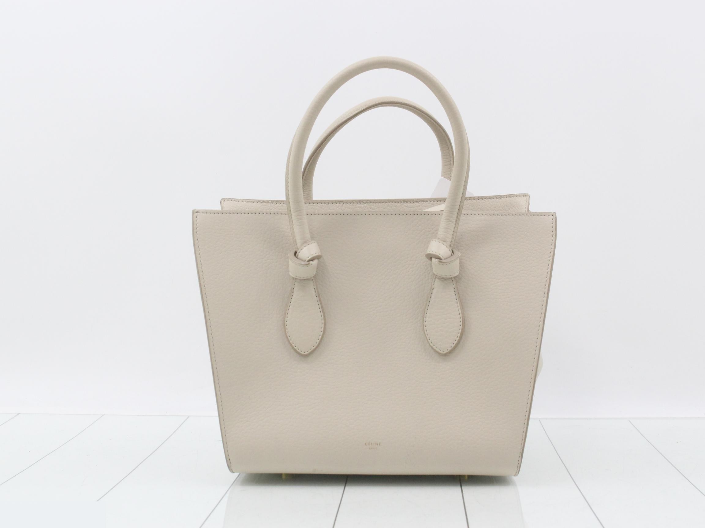Leather Tie Bag, Ivory — view 2