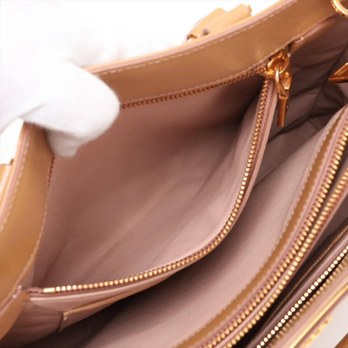 Saffiano Vernic Patent Leather 2-Way Handbag, Brown BN2499 — view 11