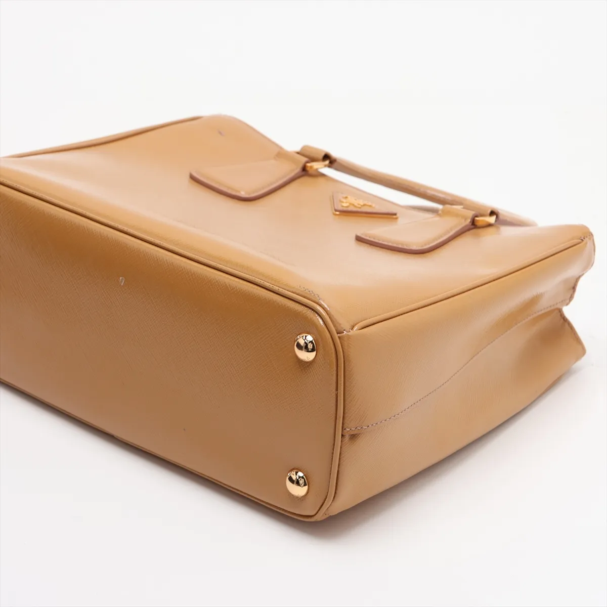 Saffiano Vernic Patent Leather 2-Way Handbag, Brown BN2499 — view 3