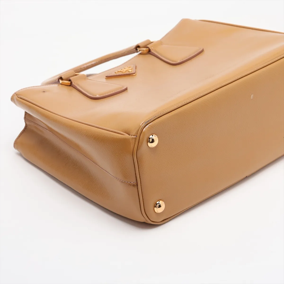 Saffiano Vernic Patent Leather 2-Way Handbag, Brown BN2499 — view 4