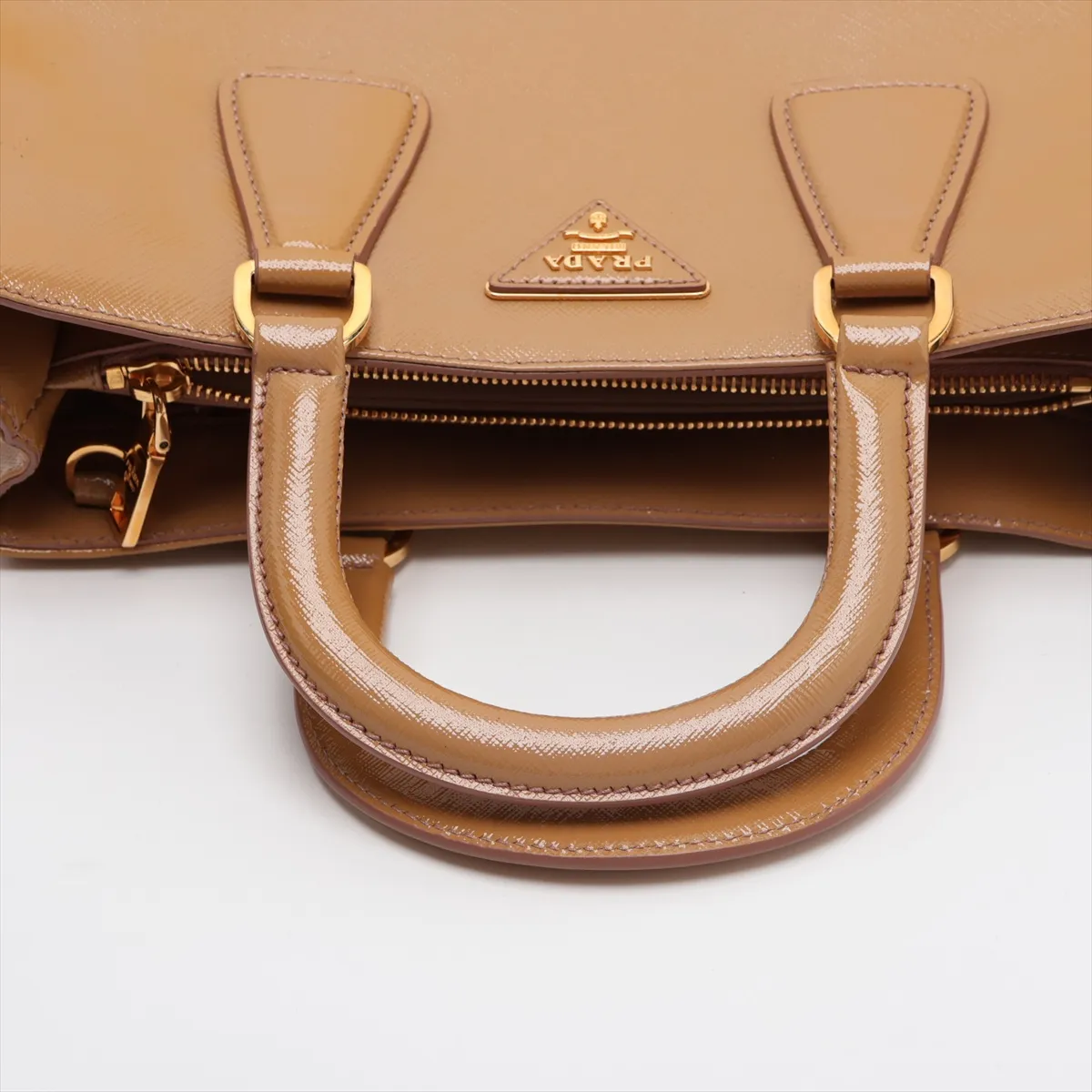 Saffiano Vernic Patent Leather 2-Way Handbag, Brown BN2499 — view 5