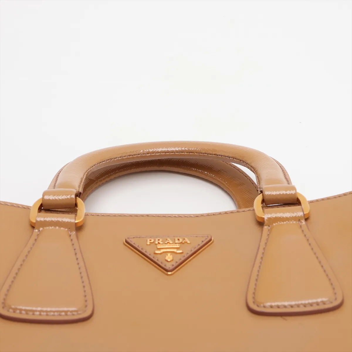 Saffiano Vernic Patent Leather 2-Way Handbag, Brown BN2499 — view 6