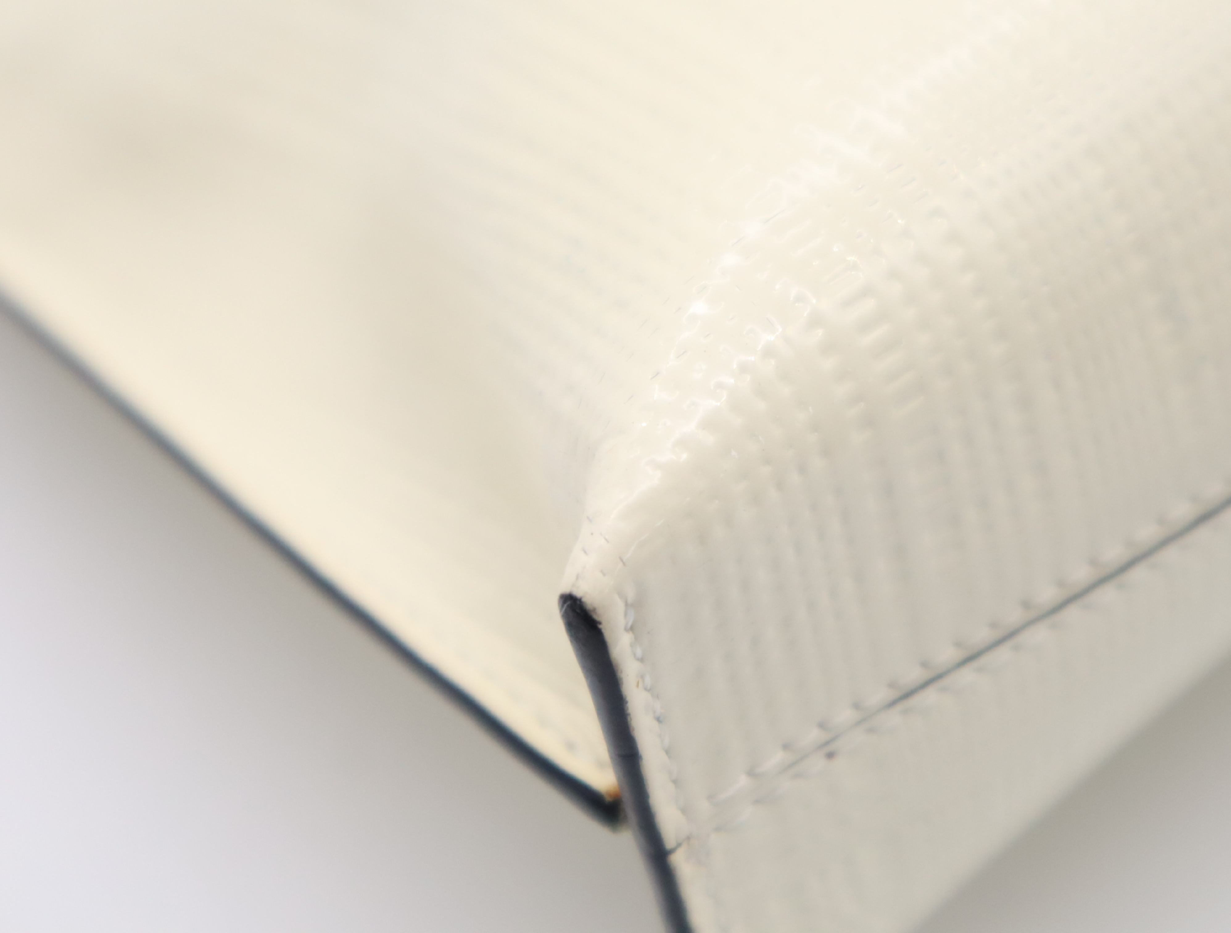 Enamel Leather Clutch Bag, Ivory, Gold Hardware — view 6