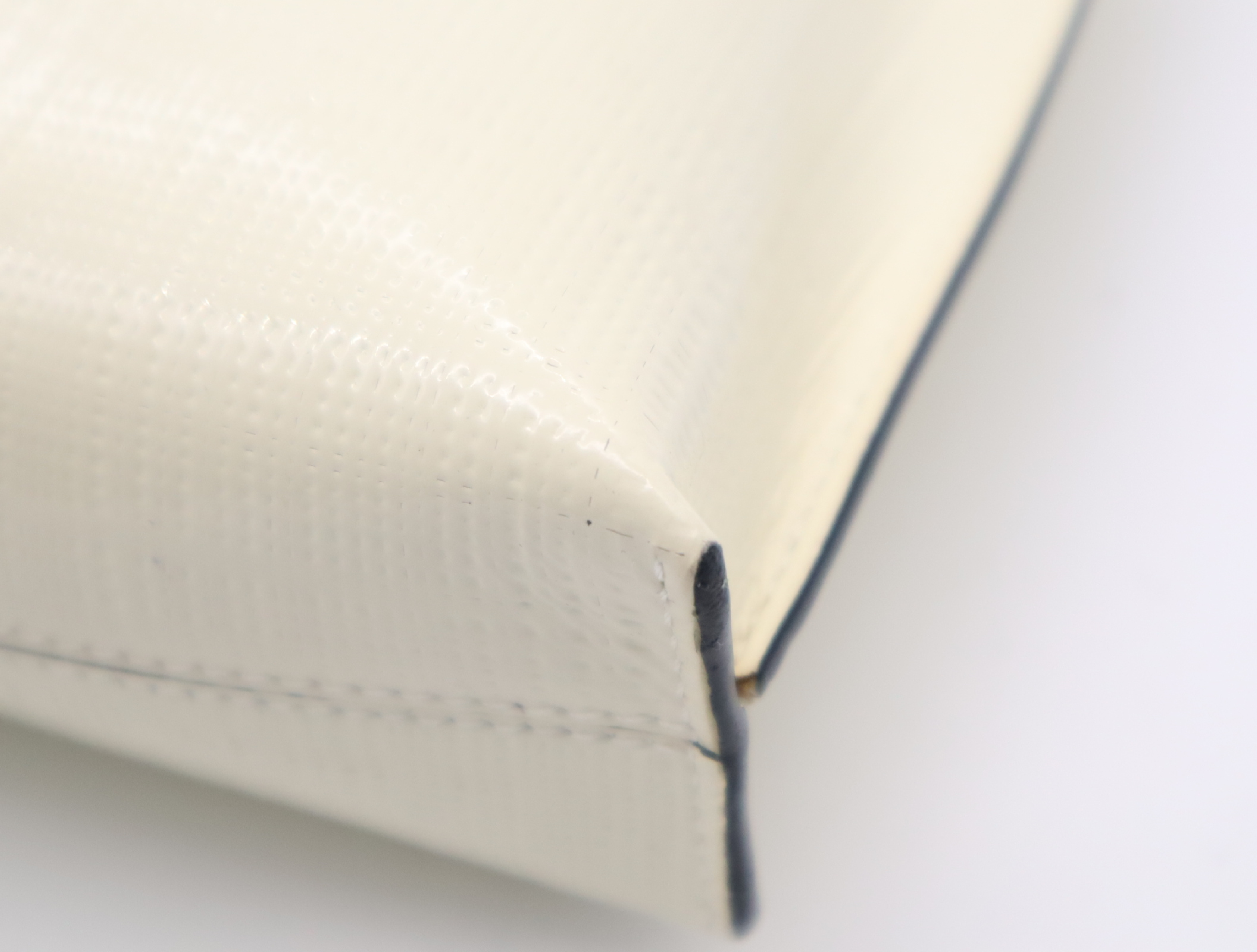 Enamel Leather Clutch Bag, Ivory, Gold Hardware — view 7