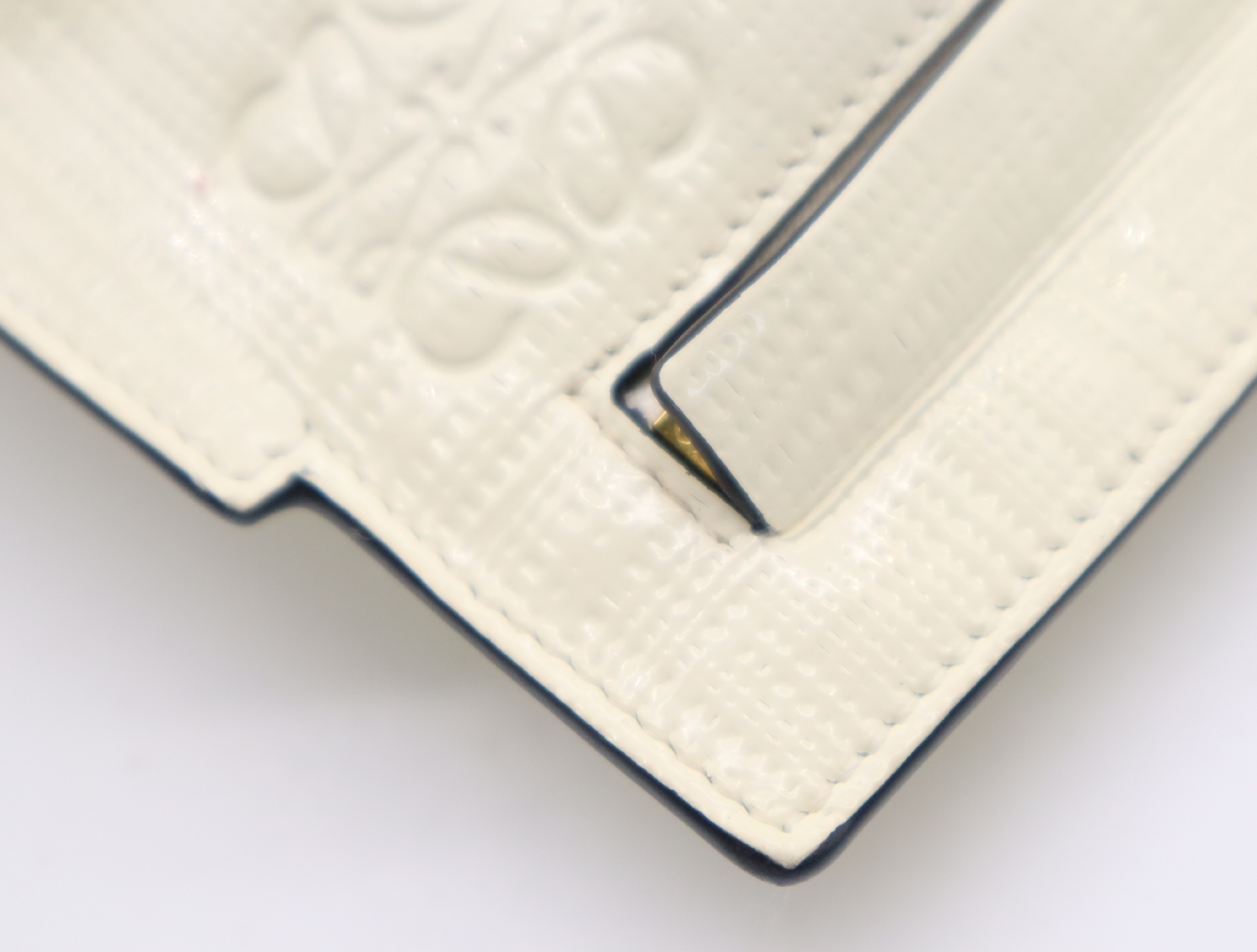 Enamel Leather Clutch Bag, Ivory, Gold Hardware — view 8