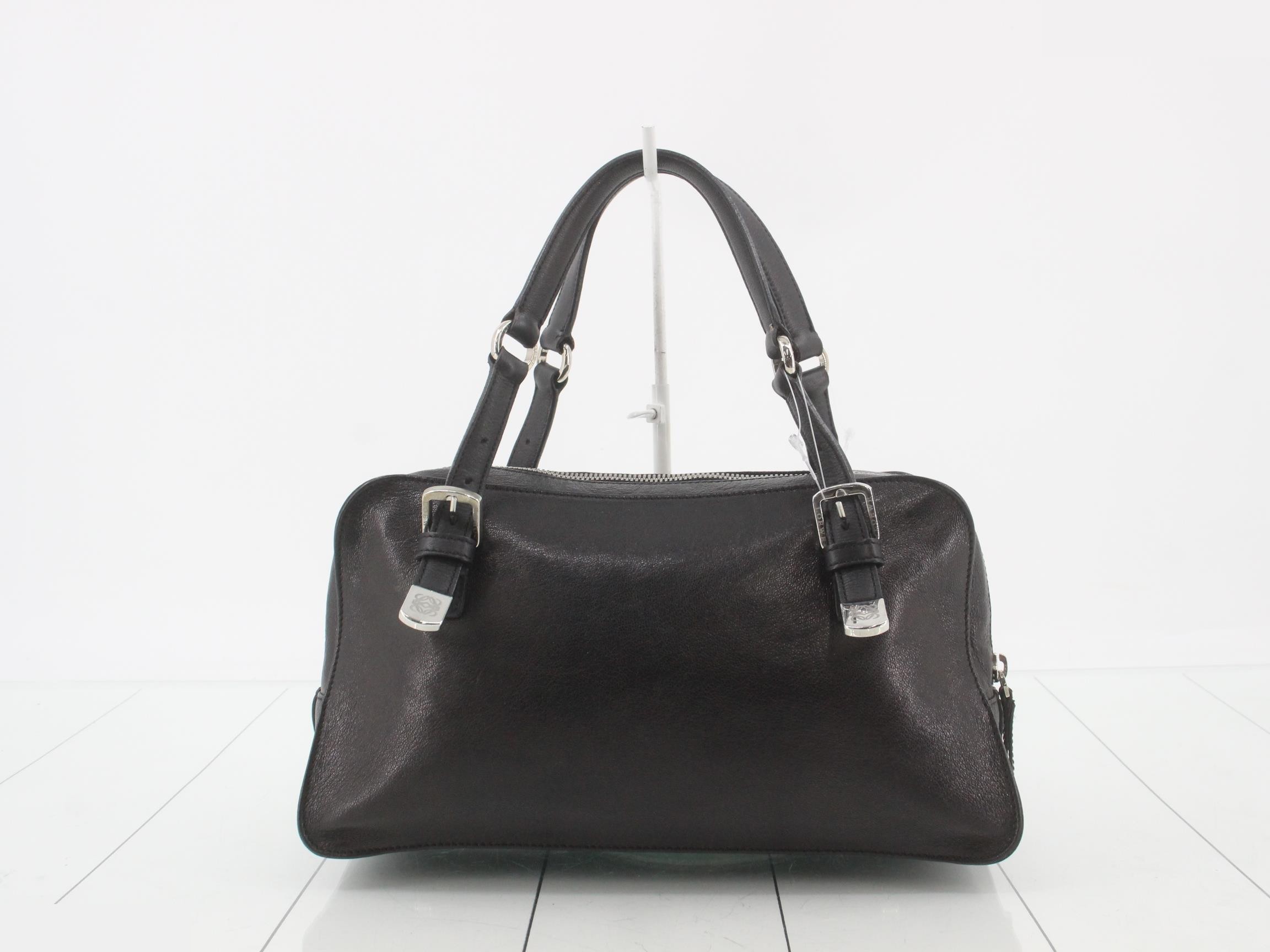 Anagram studded leather handbag, black — view 2
