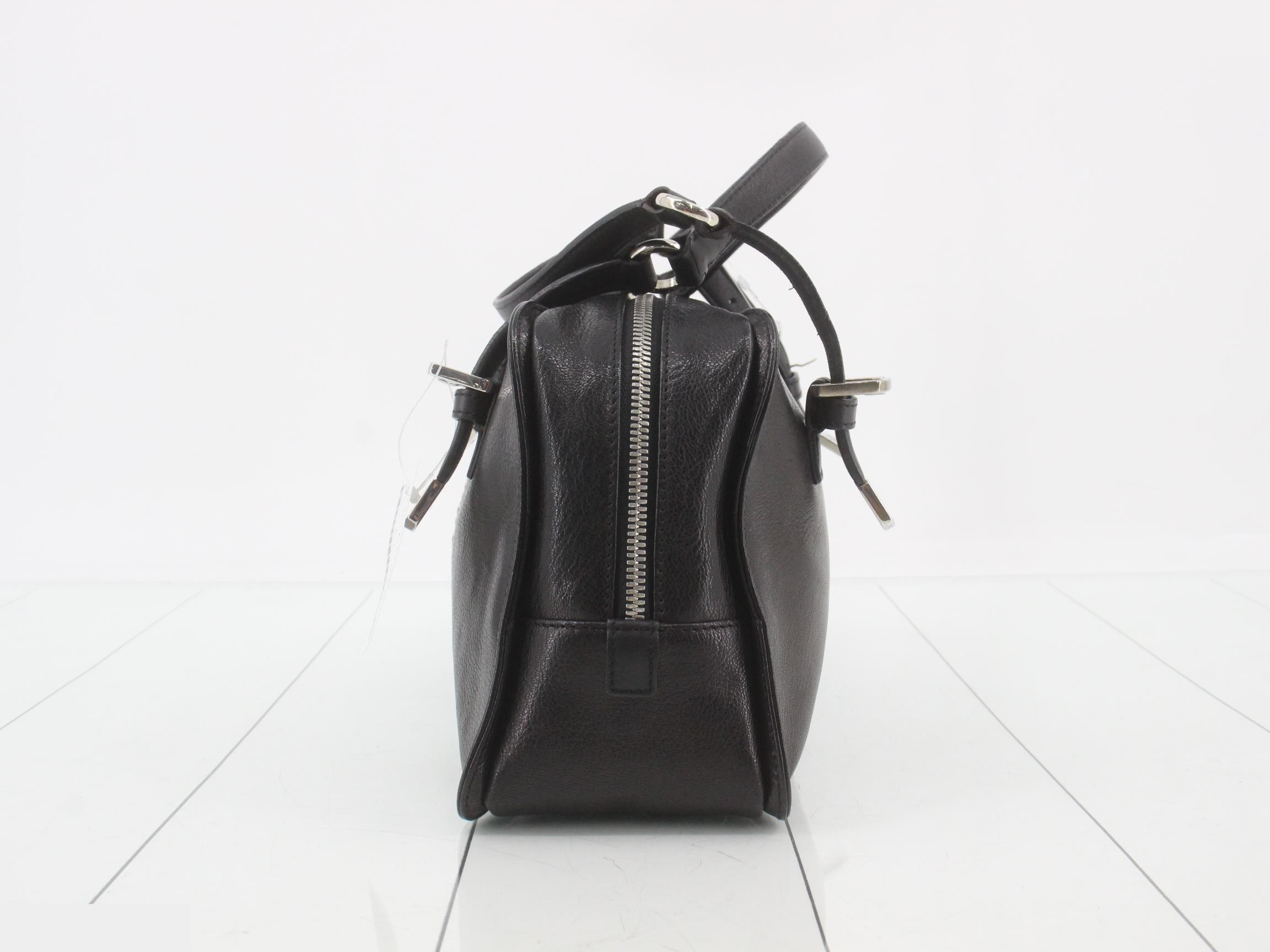 Anagram studded leather handbag, black — view 3