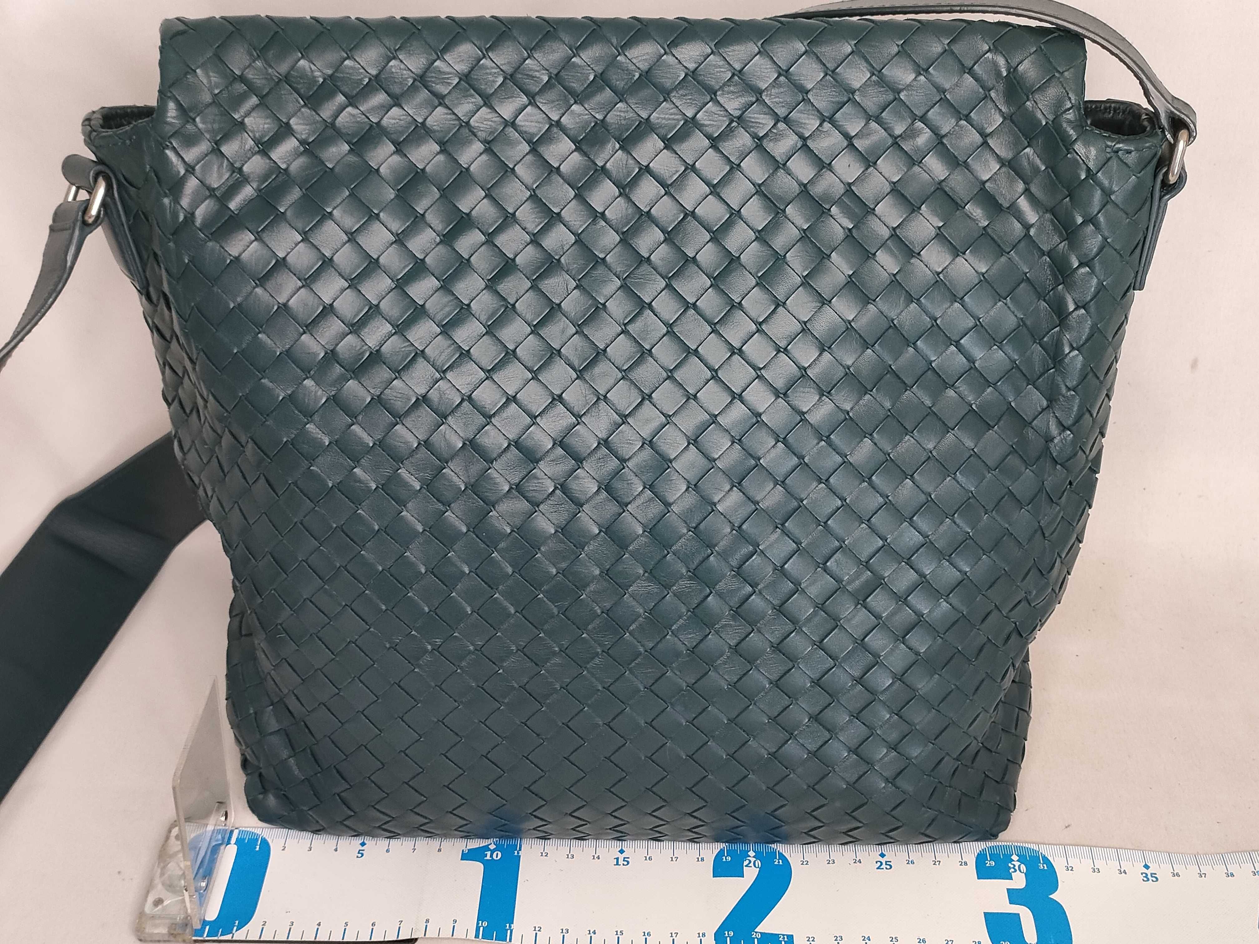 Intrecciato PH - Teal Leather Intrecciato Shoulder Bag — view 2