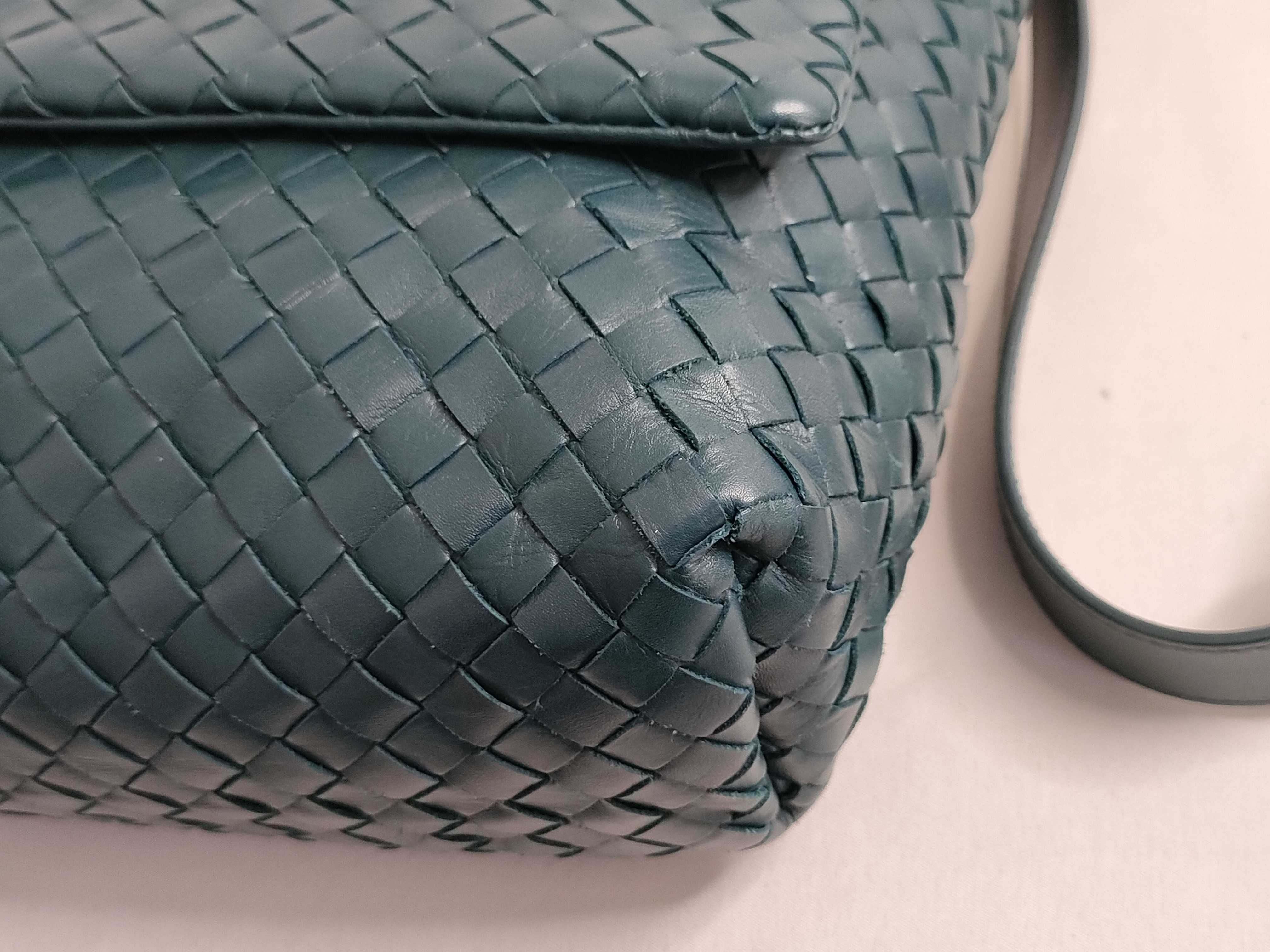 Intrecciato PH - Teal Leather Intrecciato Shoulder Bag — view 6