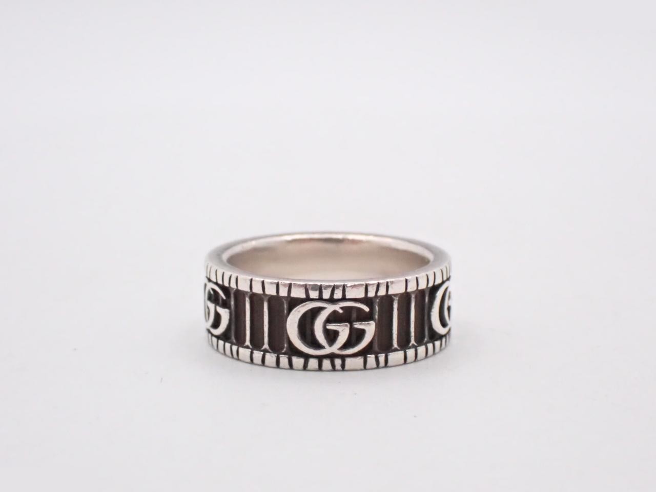 Double G ring, 925 sterling silver, 9.9g, stamped "19", actual size #18 — view 2