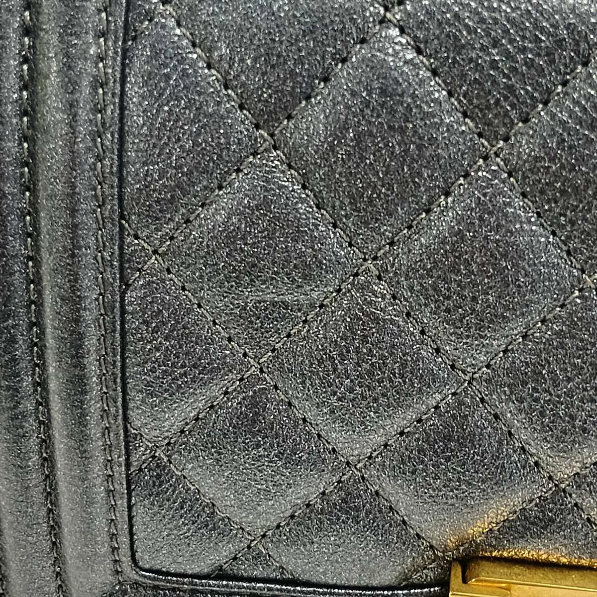 Boy Chanel 20 Small Leather Chain Shoulder Bag, Navy, Gold Hardware, 20473420, Serial Number in the 20s, A67085 — view 13