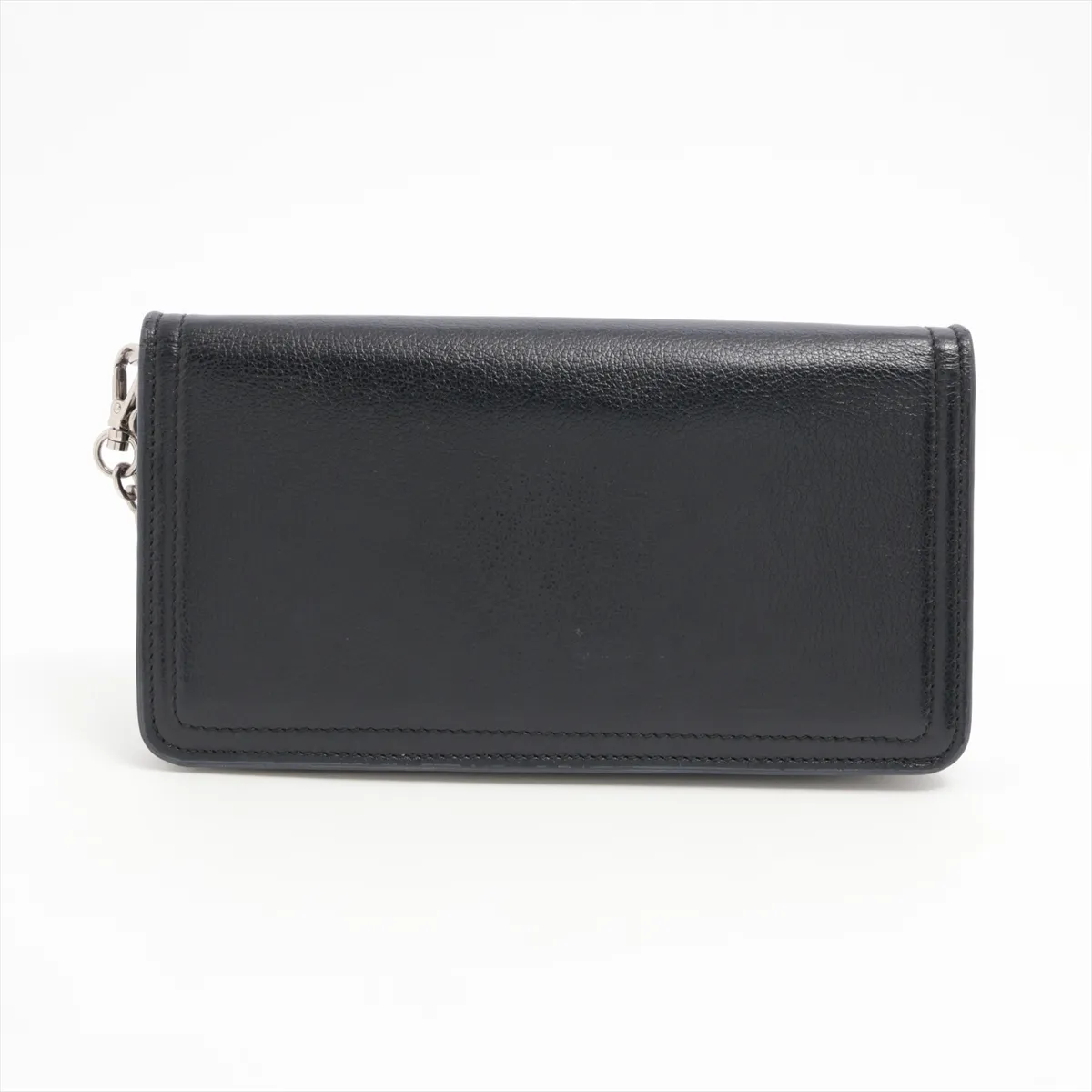 Logo Leather Chain Wallet, Navy, 1ZH051 — view 2