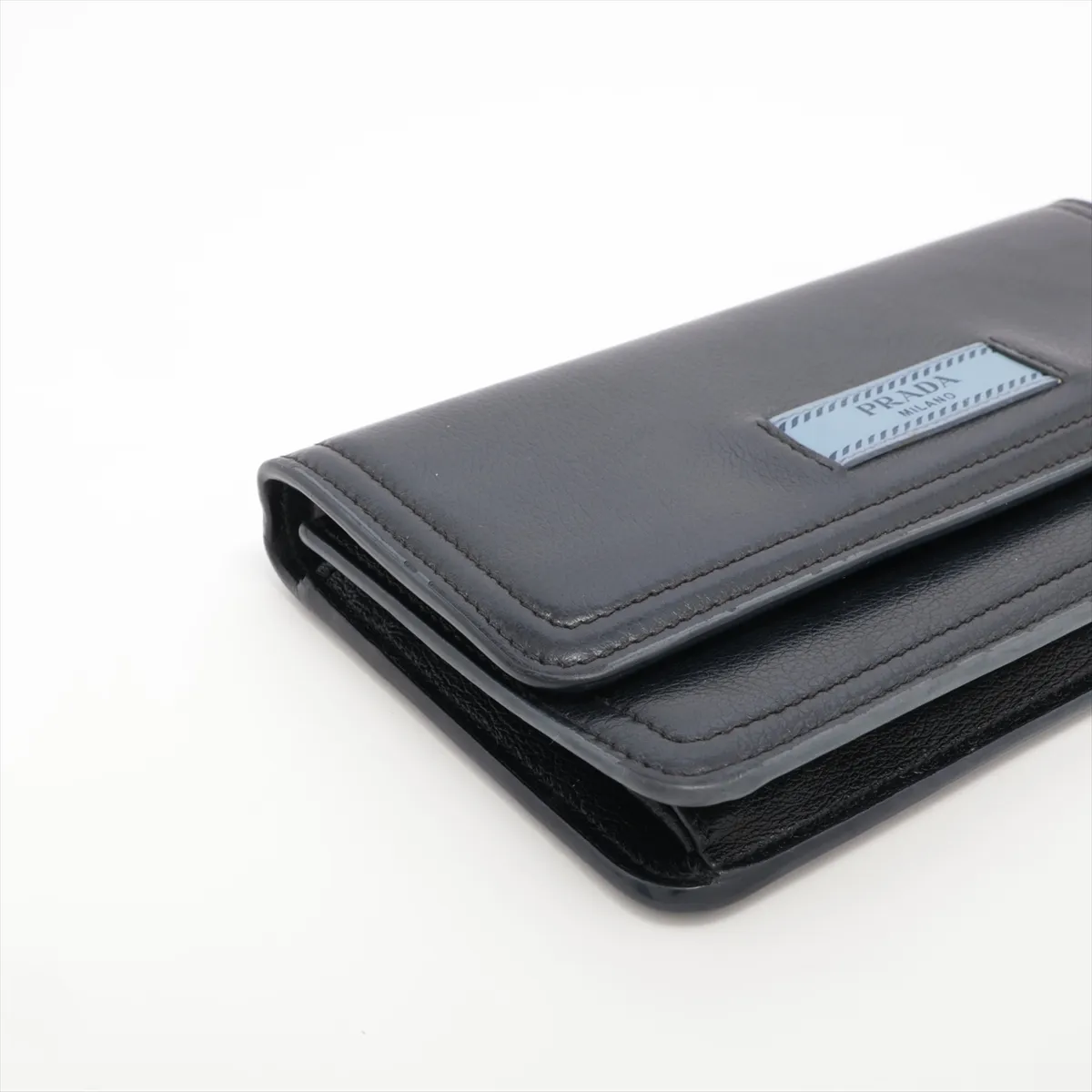 Logo Leather Chain Wallet, Navy, 1ZH051 — view 4