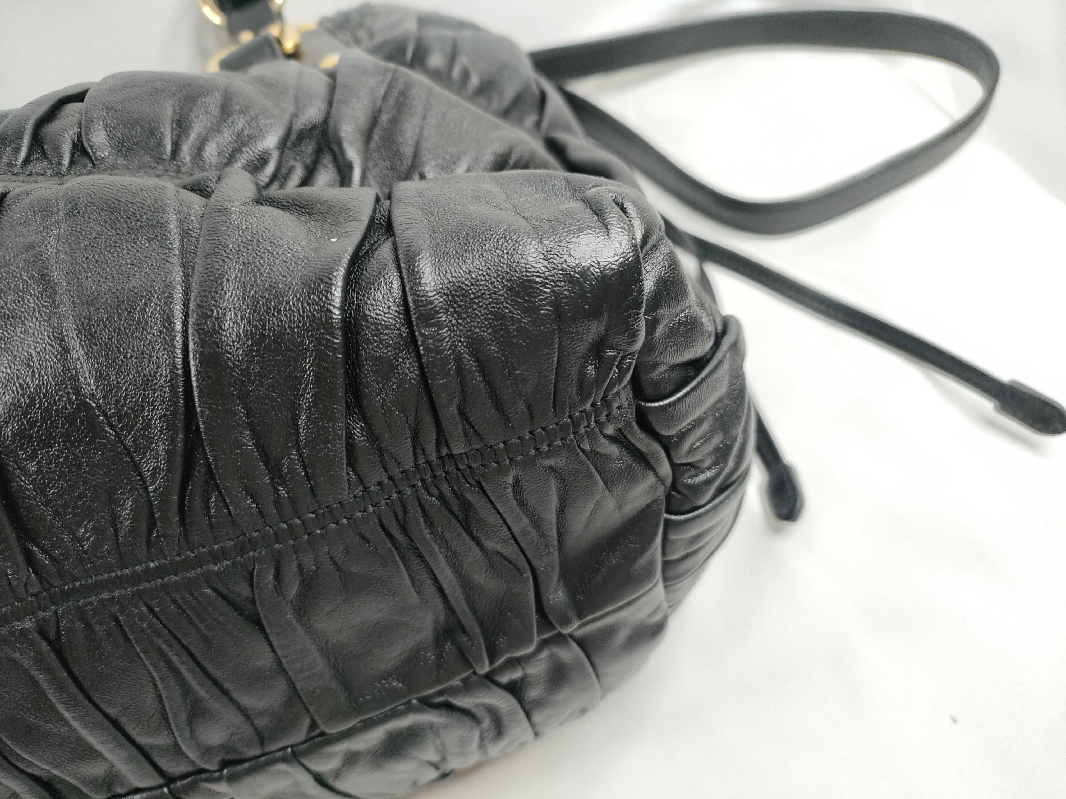Gaufre Gathered Leather 2-Way Shoulder Bag, Black, Serial Handbag — view 5