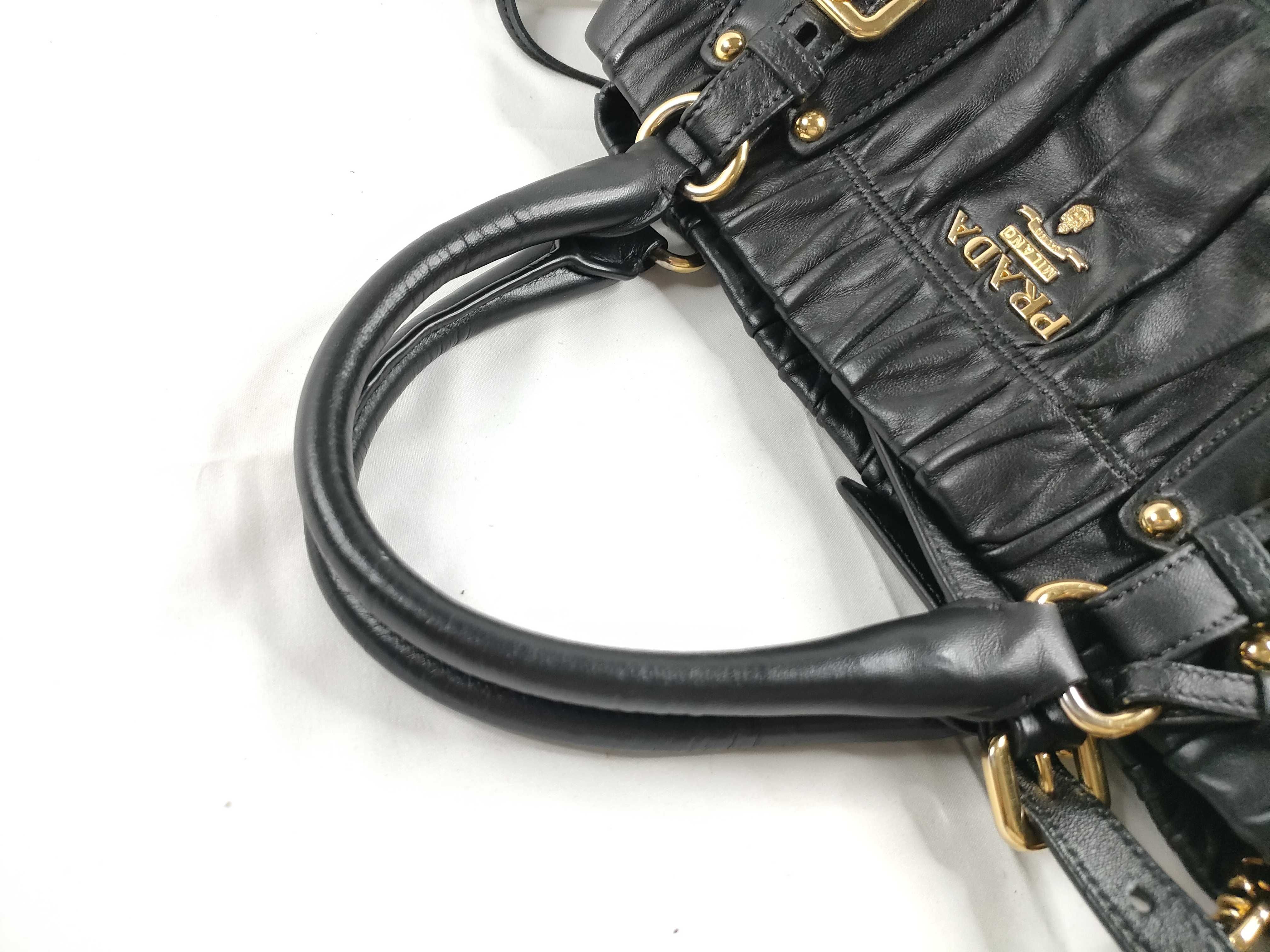Gaufre Gathered Leather 2-Way Shoulder Bag, Black, Serial Handbag — view 6