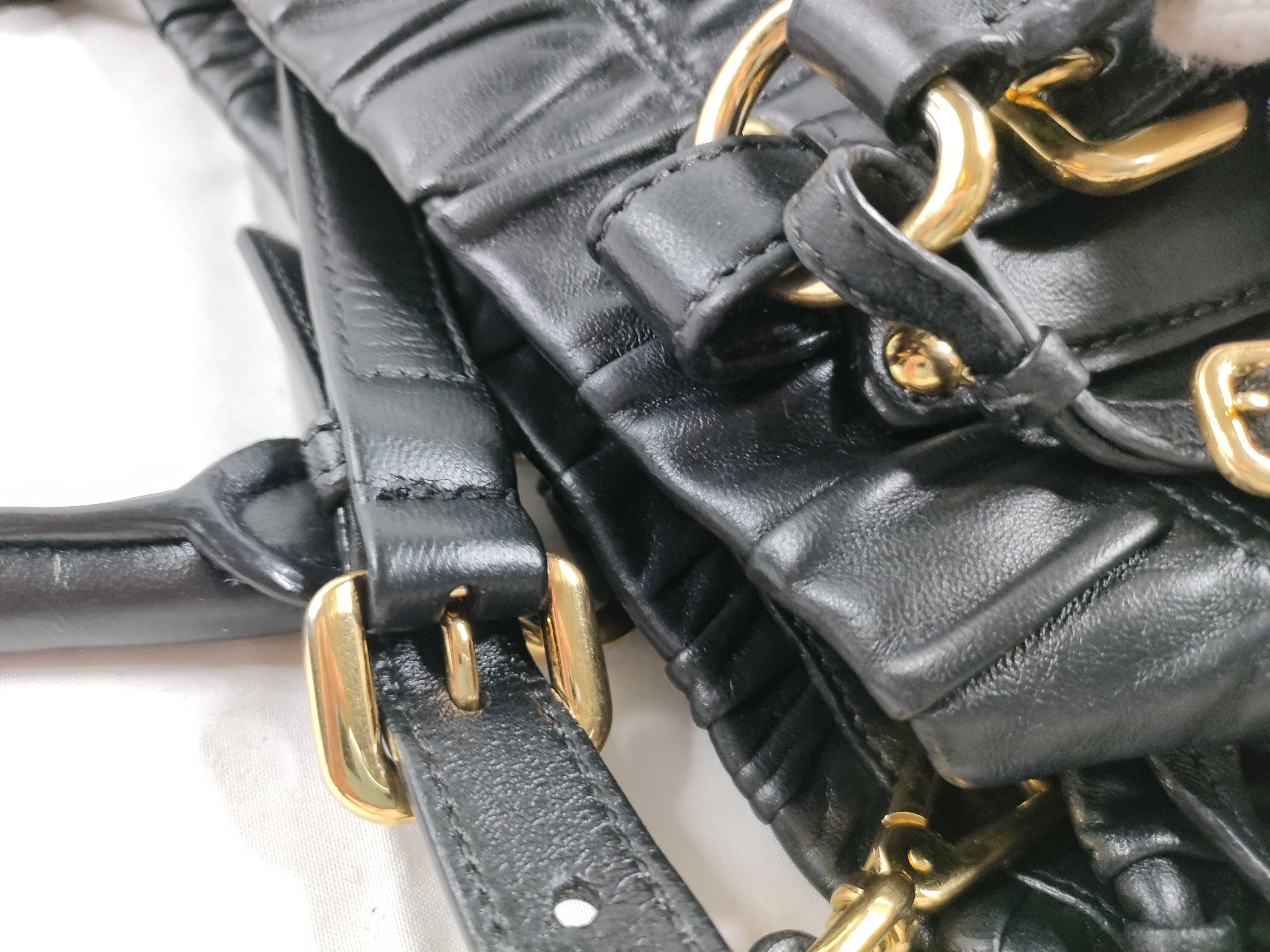 Gaufre Gathered Leather 2-Way Shoulder Bag, Black, Serial Handbag — view 8