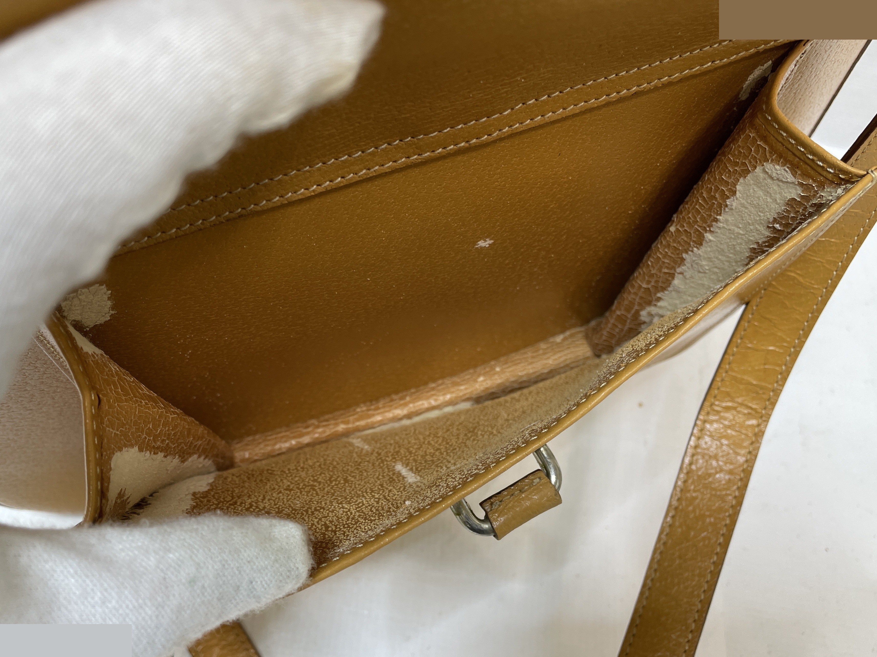 Vintage Gucci genuine leather 2-way handbag, yellow — view 10