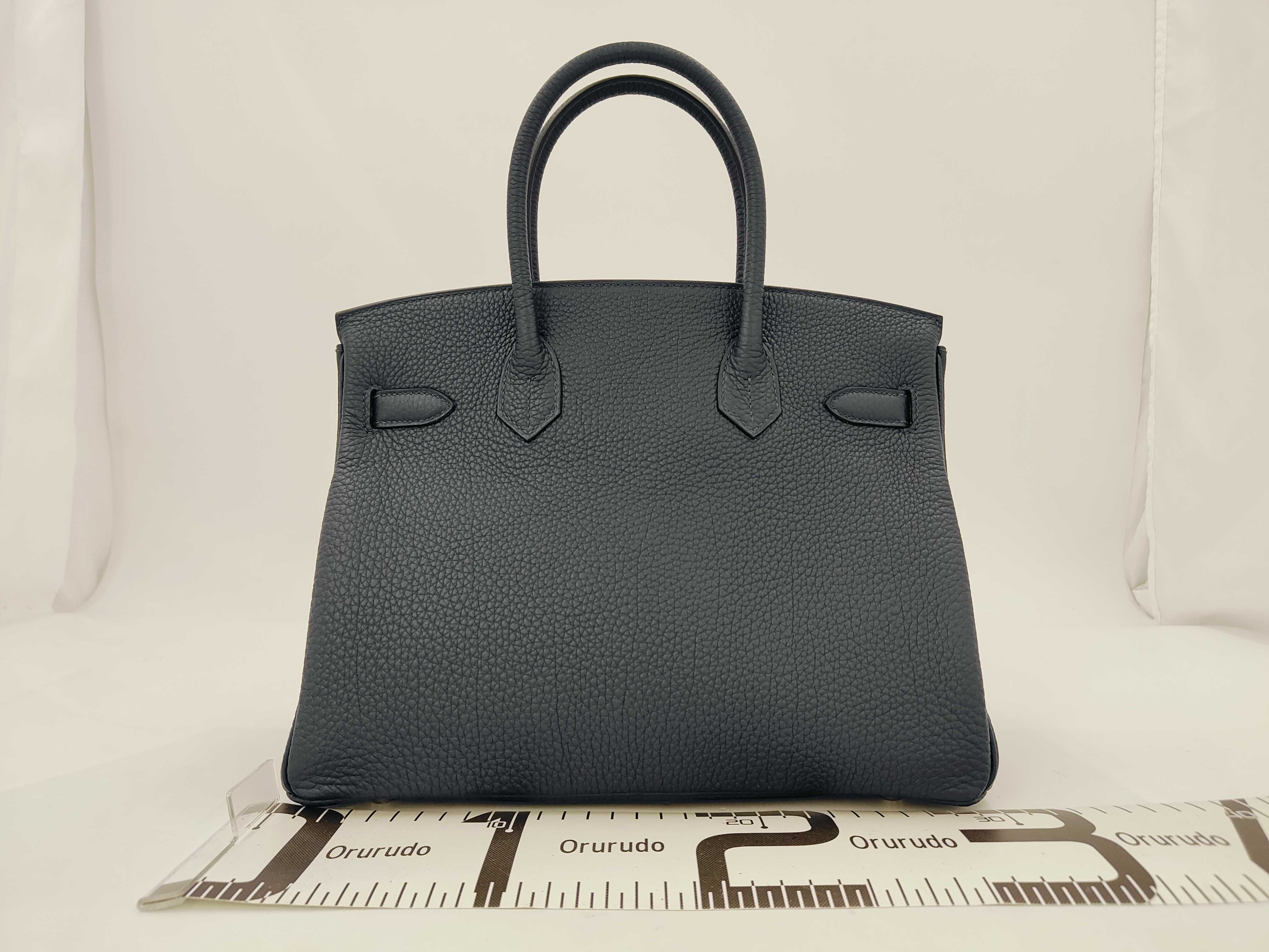 Birkin 30 Blue Nuit Togo Silver Hardware G Stamp Handbag — view 2