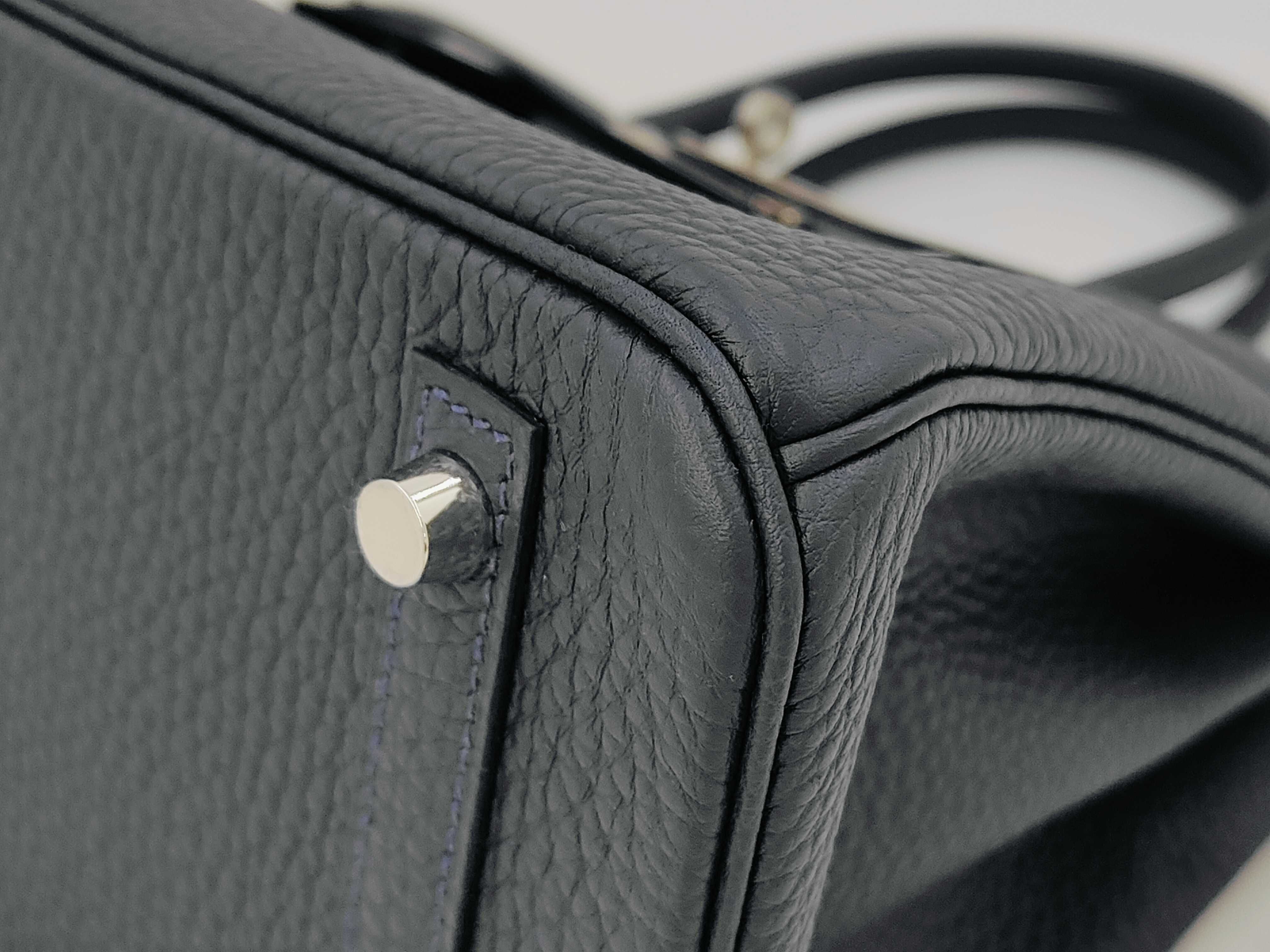Birkin 30 Blue Nuit Togo Silver Hardware G Stamp Handbag — view 7