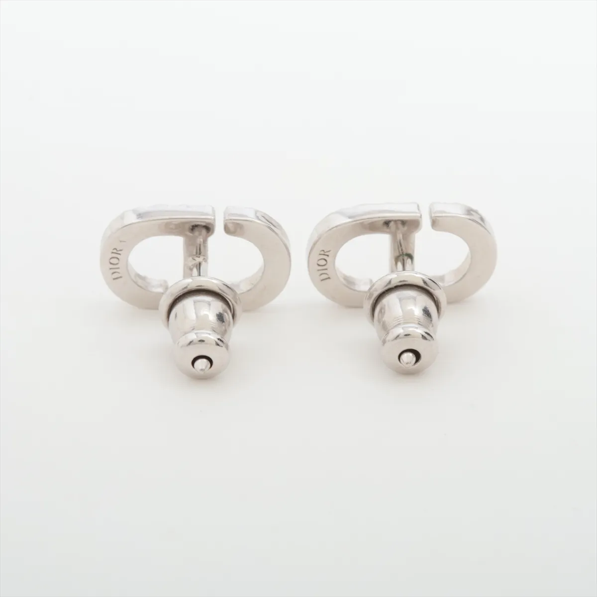 Petit CD Earrings (for both ears) Metal x Rhinestone Silver — view 2
