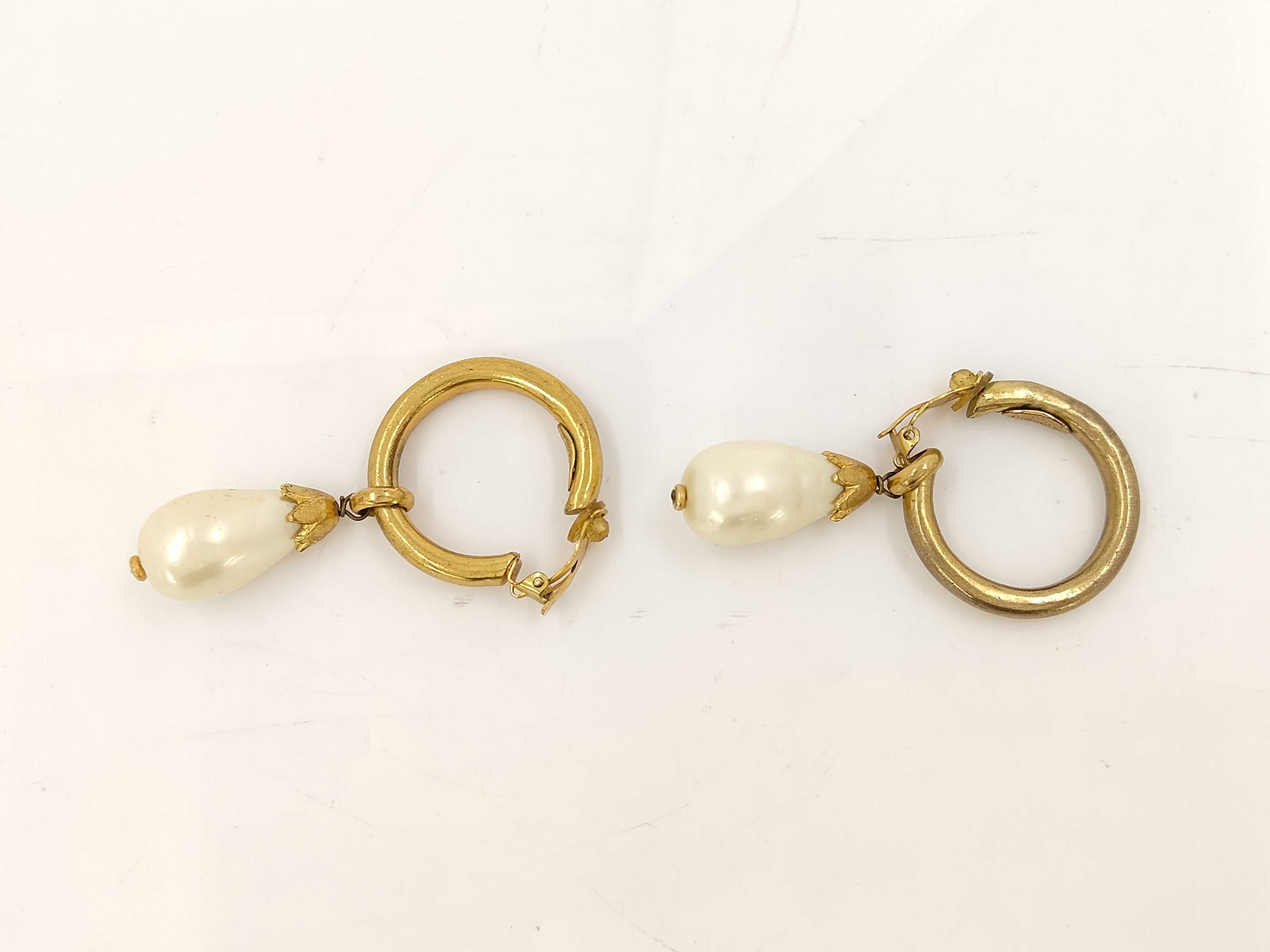 29 Engraved Large Teardrop Pearl Vintage Earrings GP Earrings — view 3